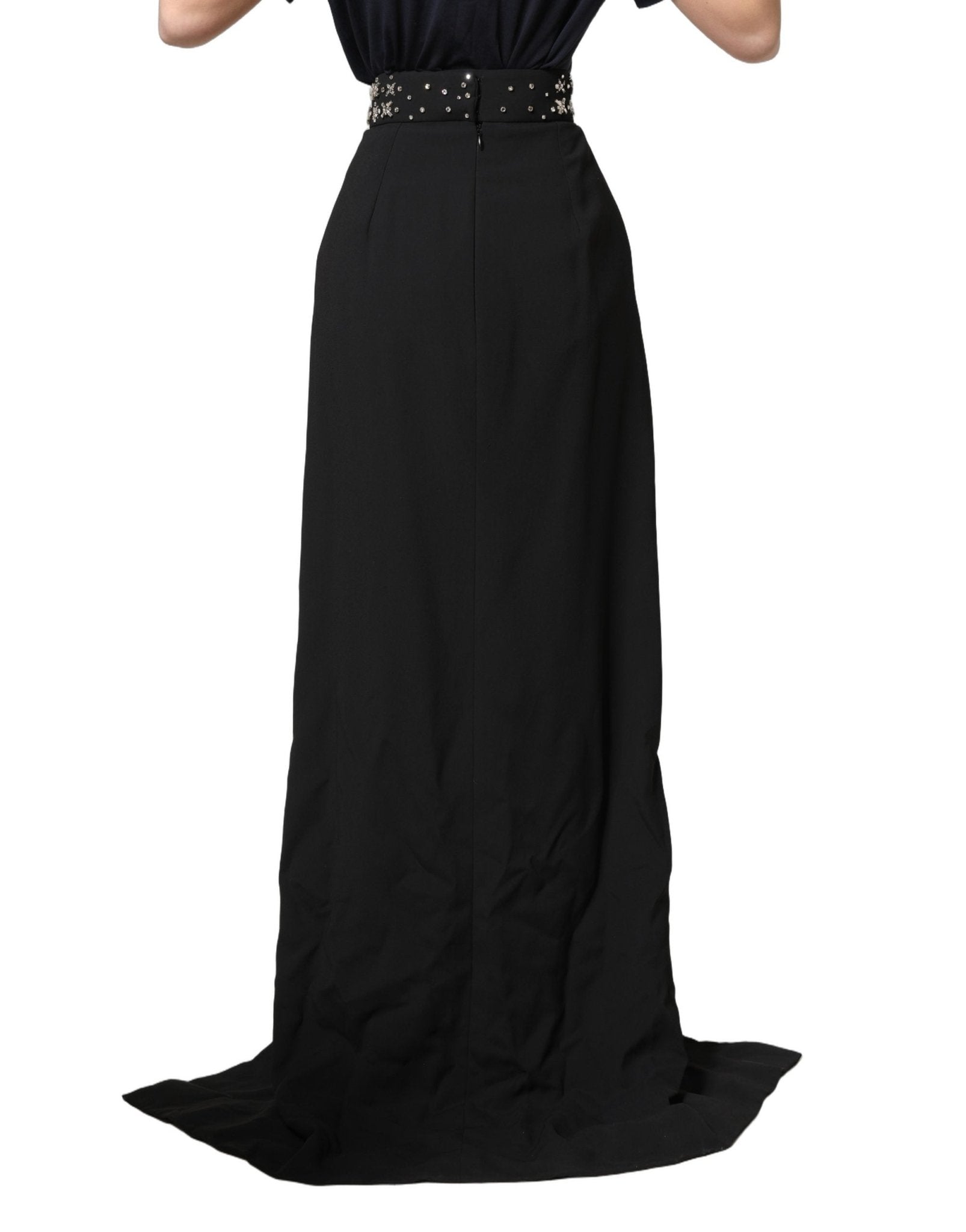 Dolce & Gabbana Black Crystal Embellished High Slit Skirt - RIMODA