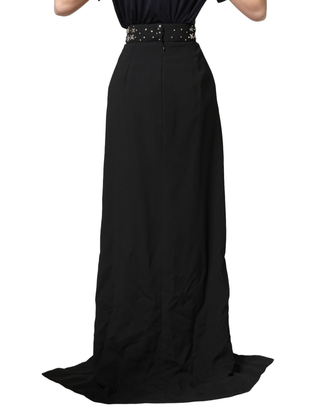 Dolce & Gabbana Black Crystal Embellished High Slit Skirt - RIMODA