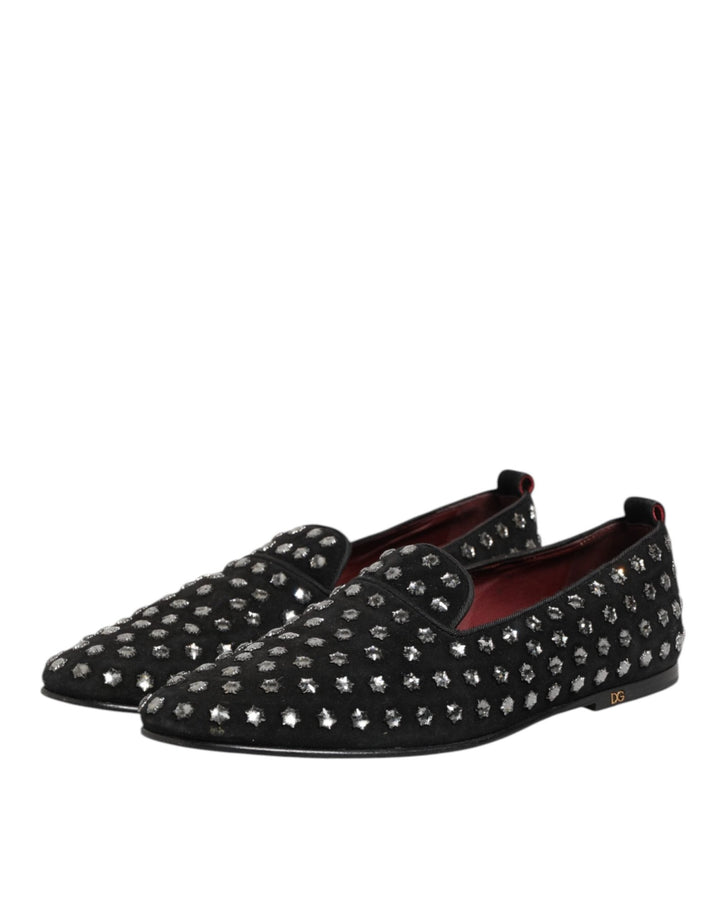 Dolce & Gabbana Black Crystal Embellished Loafers Dress Shoes - RIMODA