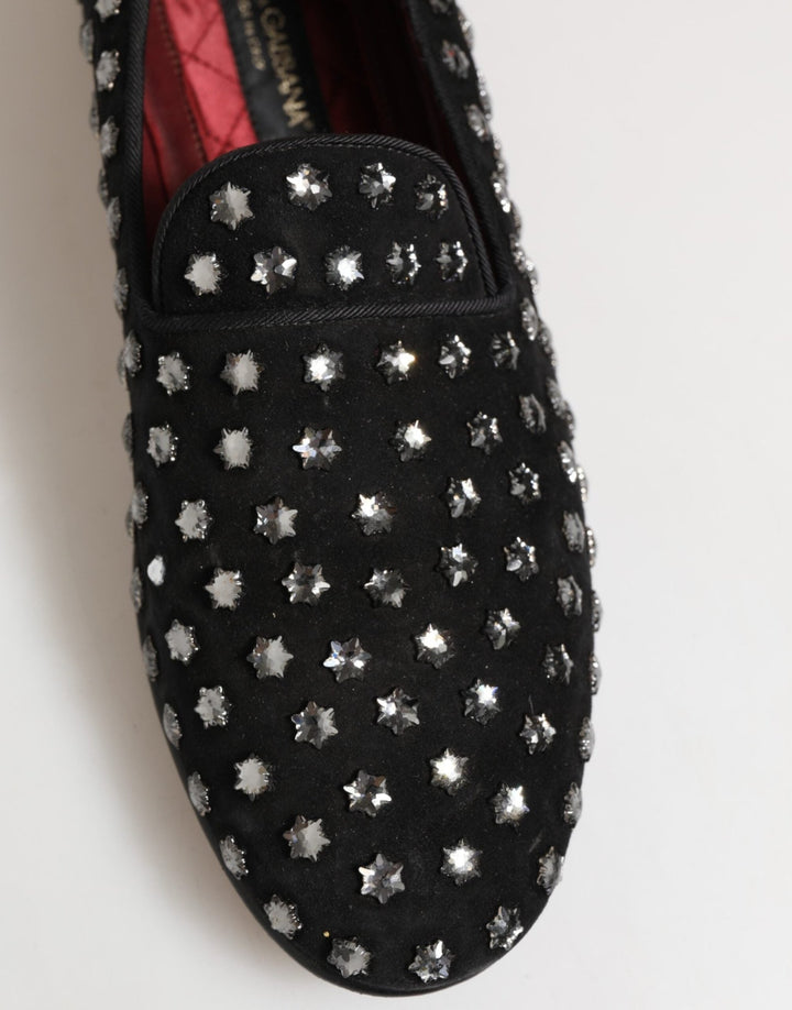 Dolce & Gabbana Black Crystal Embellished Loafers Dress Shoes - RIMODA