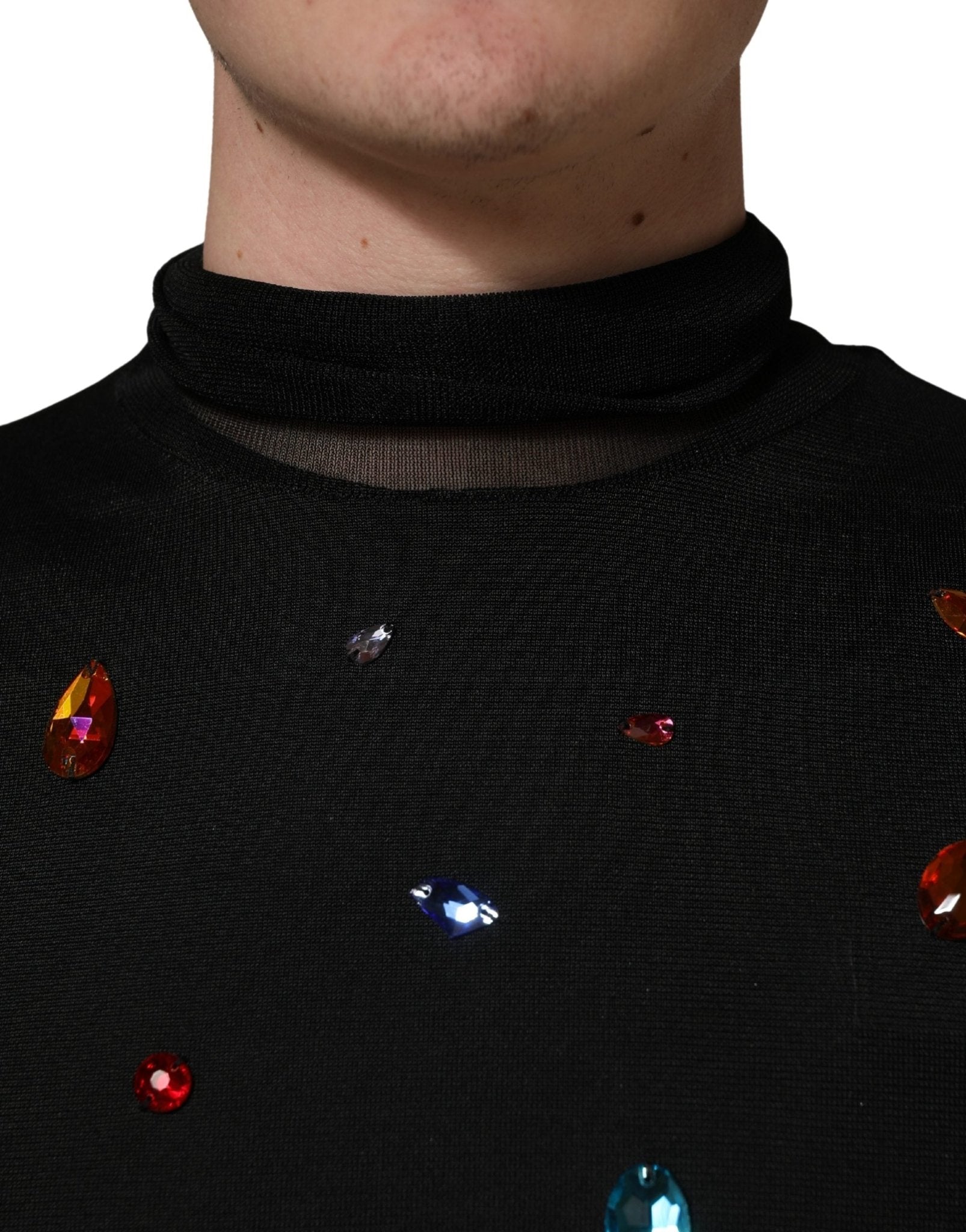 Dolce & Gabbana Black Crystal Embellished TurtleNeck Sweater - RIMODA