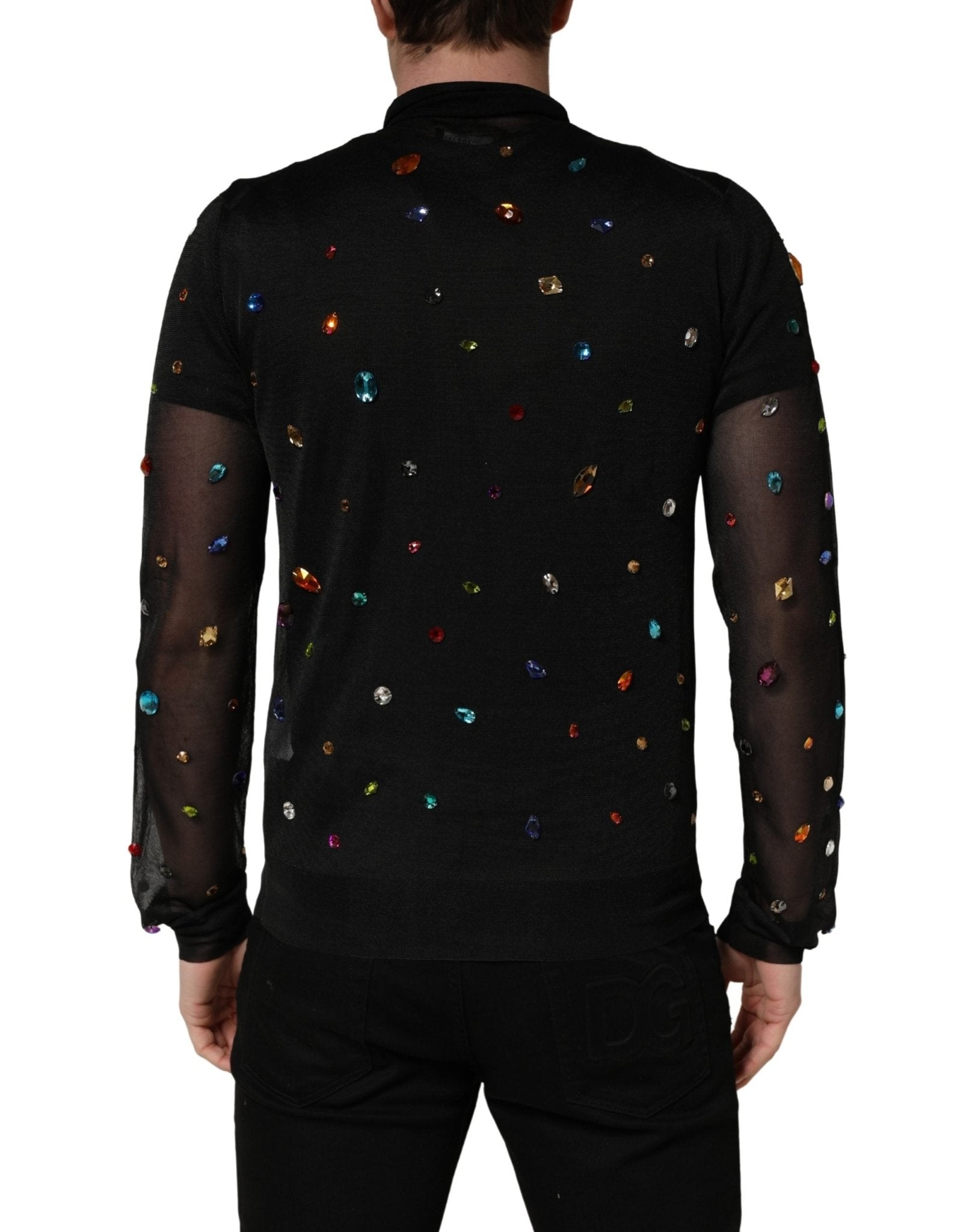 Dolce & Gabbana Black Crystal Embellished TurtleNeck Sweater - RIMODA