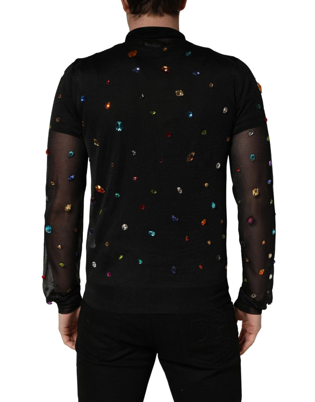 Dolce & Gabbana Black Crystal Embellished TurtleNeck Sweater - RIMODA