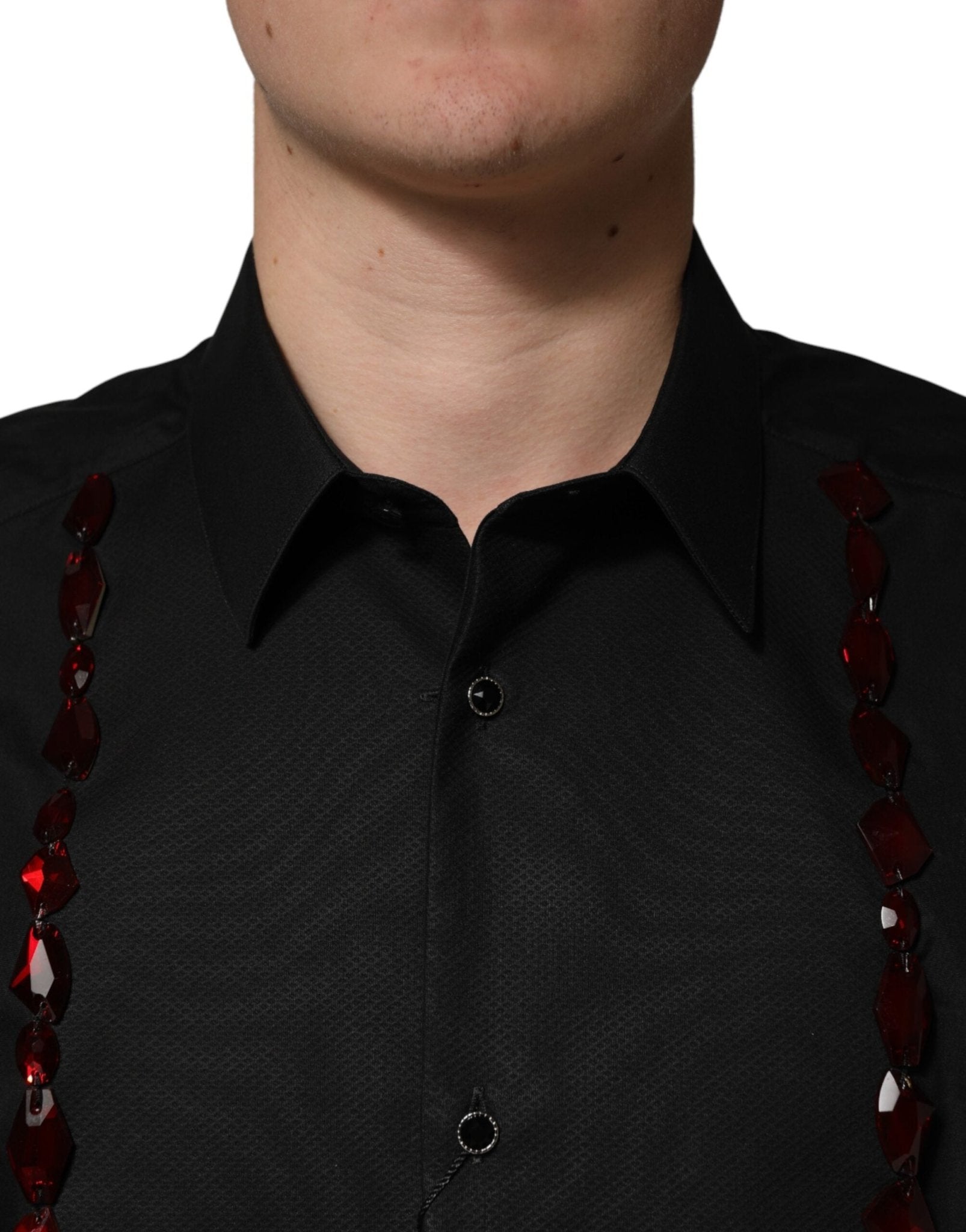 Dolce & Gabbana Black Crystal GOLD Formal Cotton Dress Shirt - RIMODA