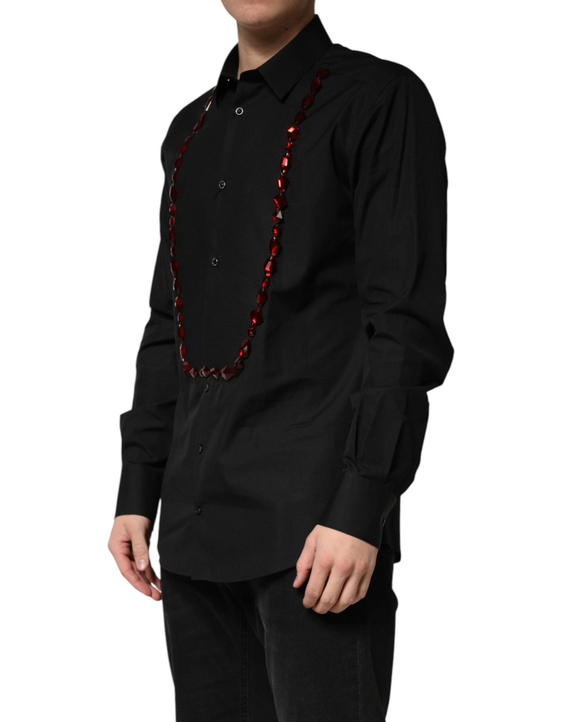 Dolce & Gabbana Black Crystal GOLD Formal Cotton Dress Shirt - RIMODA