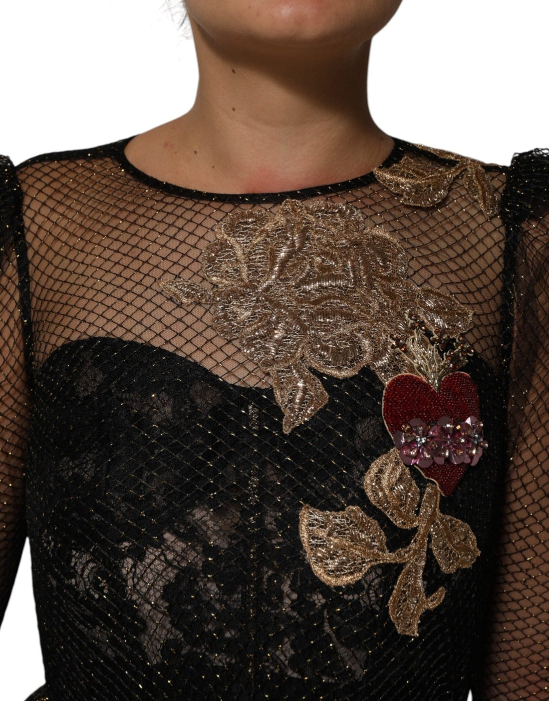 Dolce & Gabbana Black Crystal Heart Embellished A-line Dress - RIMODA