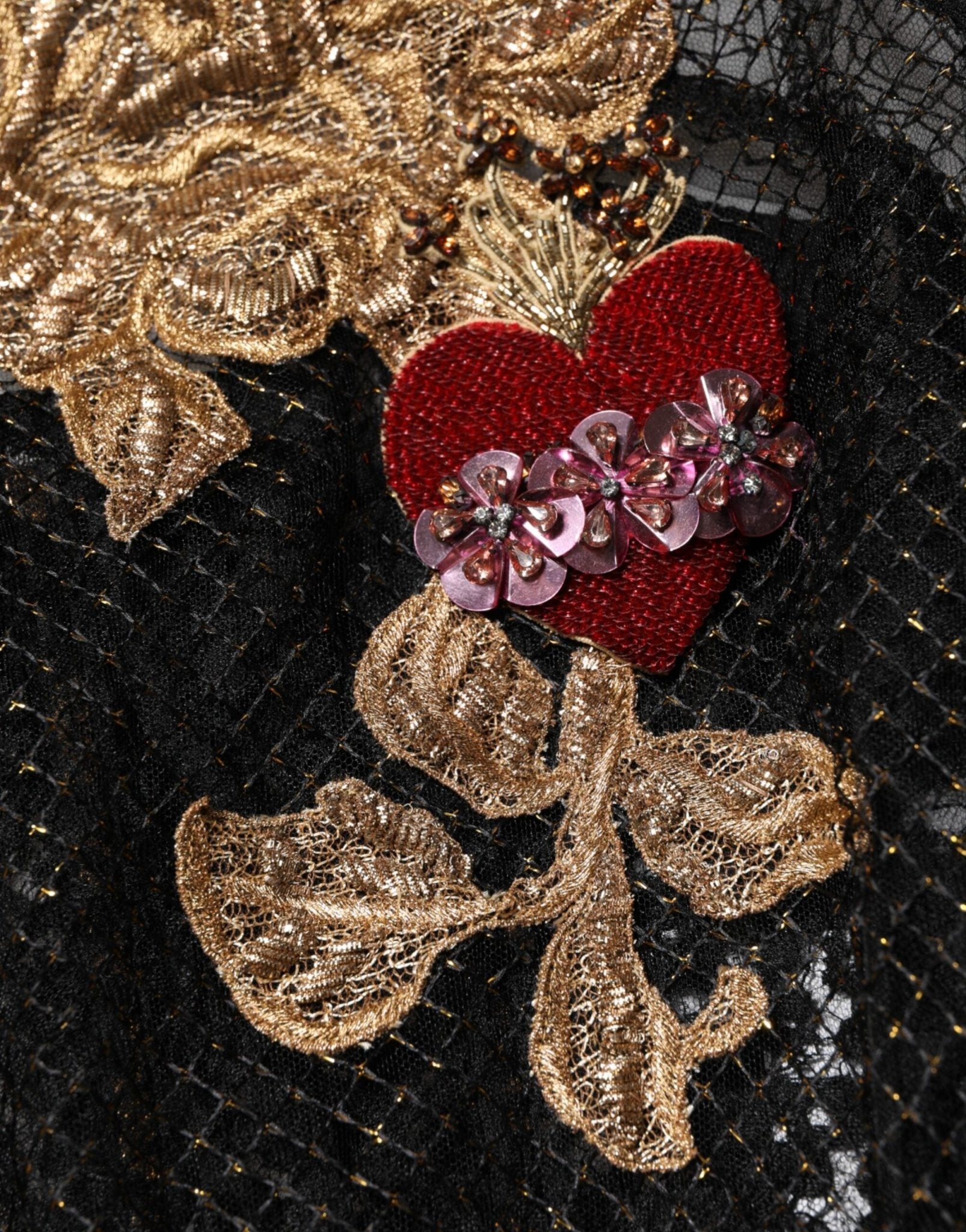 Dolce & Gabbana Black Crystal Heart Embellished A-line Dress - RIMODA