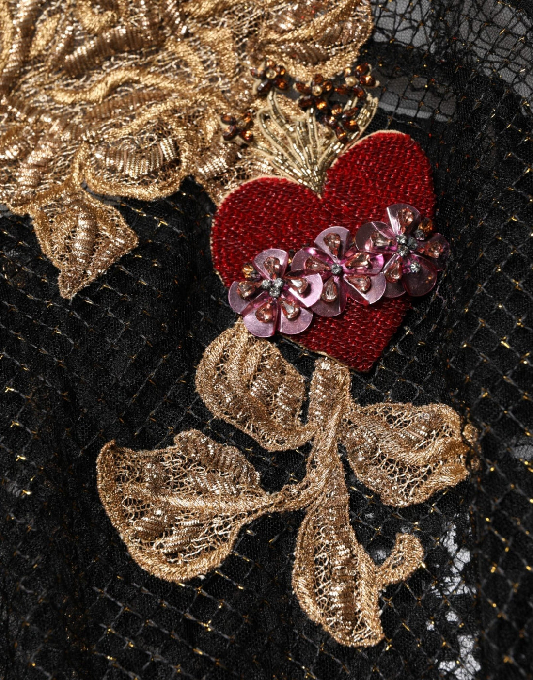 Dolce & Gabbana Black Crystal Heart Embellished A-line Dress - RIMODA