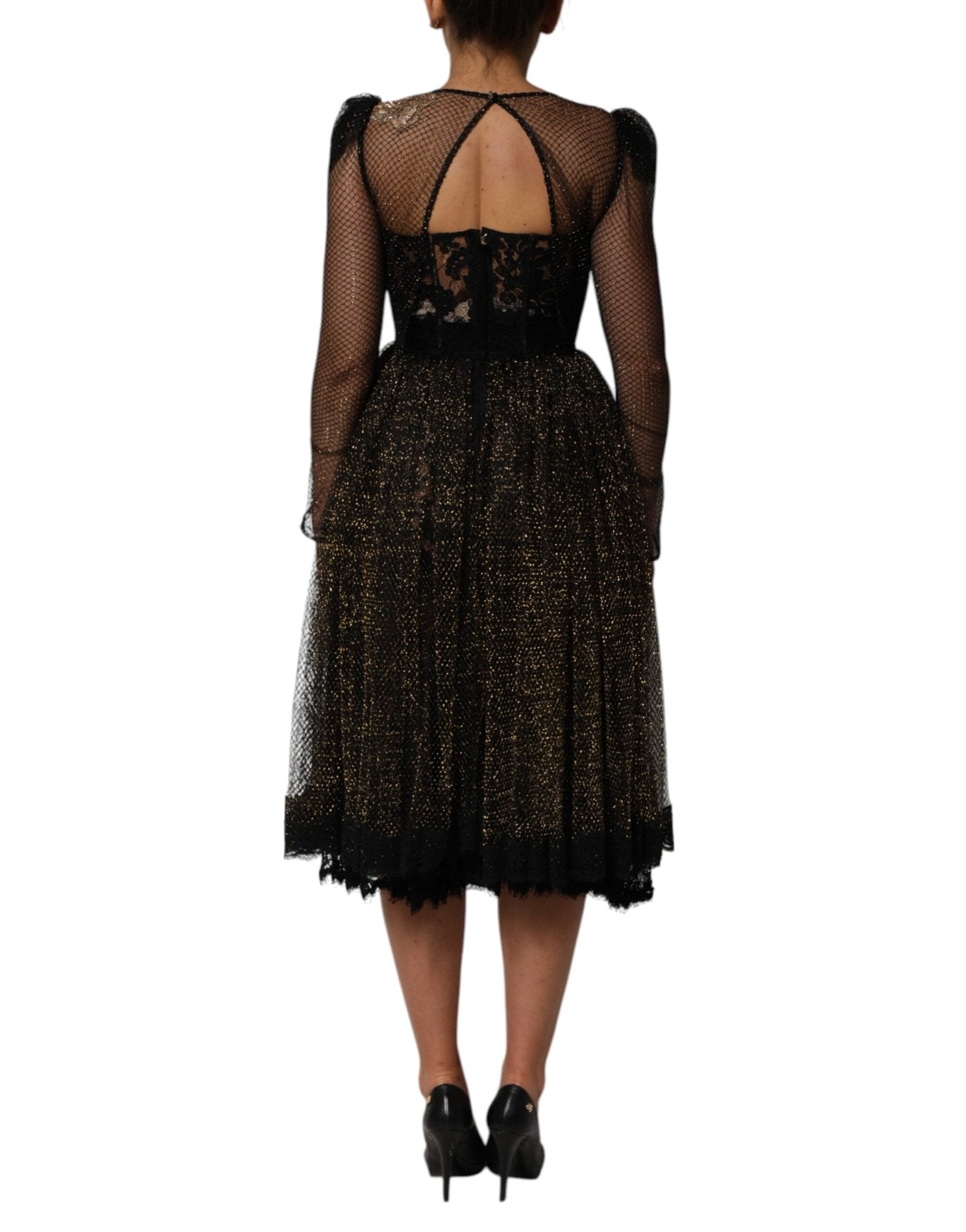 Dolce & Gabbana Black Crystal Heart Embellished A-line Dress - RIMODA