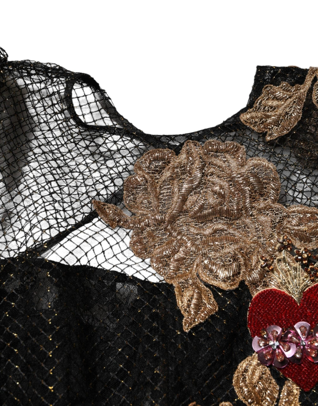 Dolce & Gabbana Black Crystal Heart Embellished A-line Dress - RIMODA