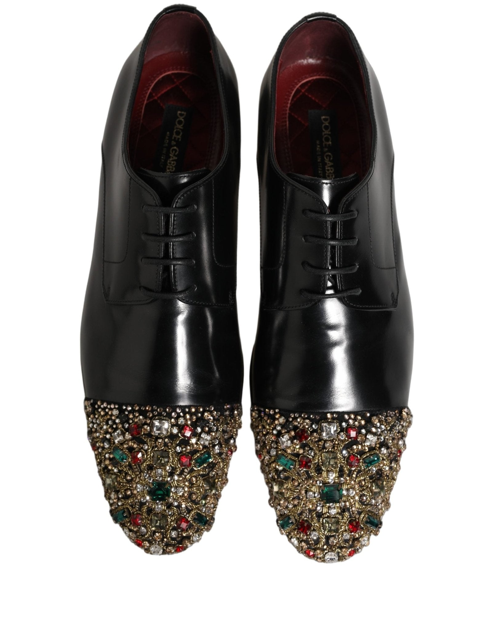 Dolce & Gabbana Black Crystals Embellished Men Derby Shoes - RIMODA