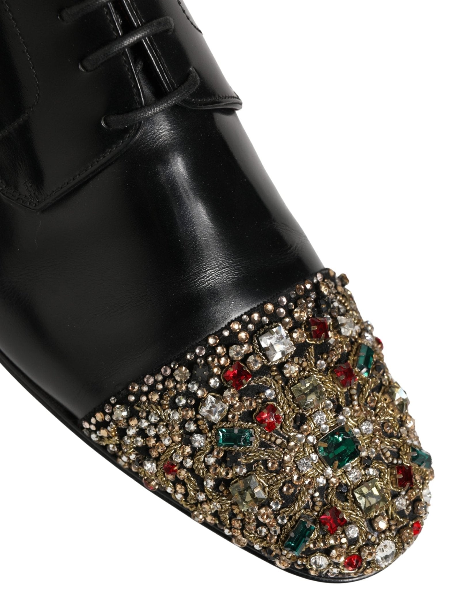 Dolce & Gabbana Black Crystals Embellished Men Derby Shoes - RIMODA