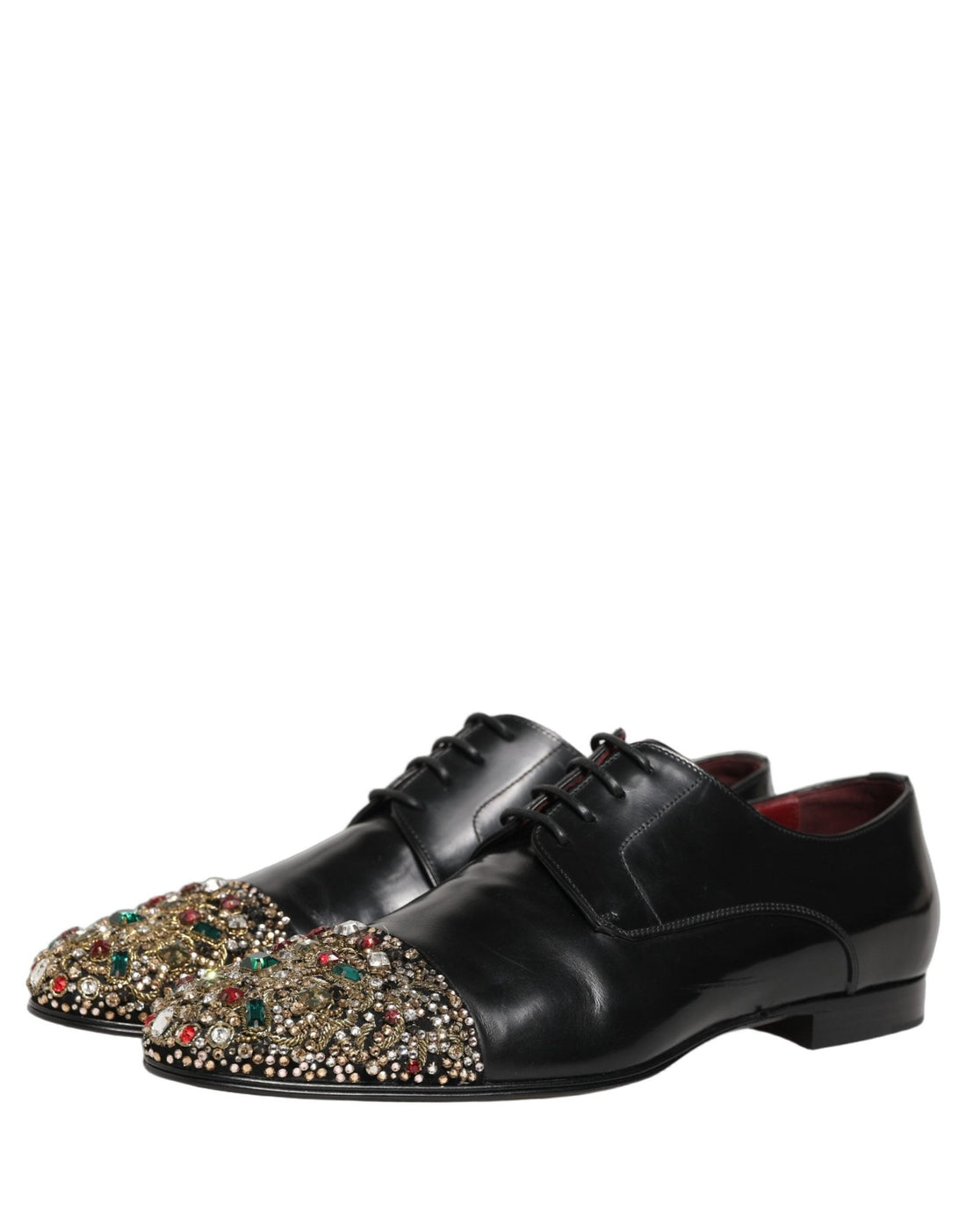 Dolce & Gabbana Black Crystals Embellished Men Derby Shoes - RIMODA