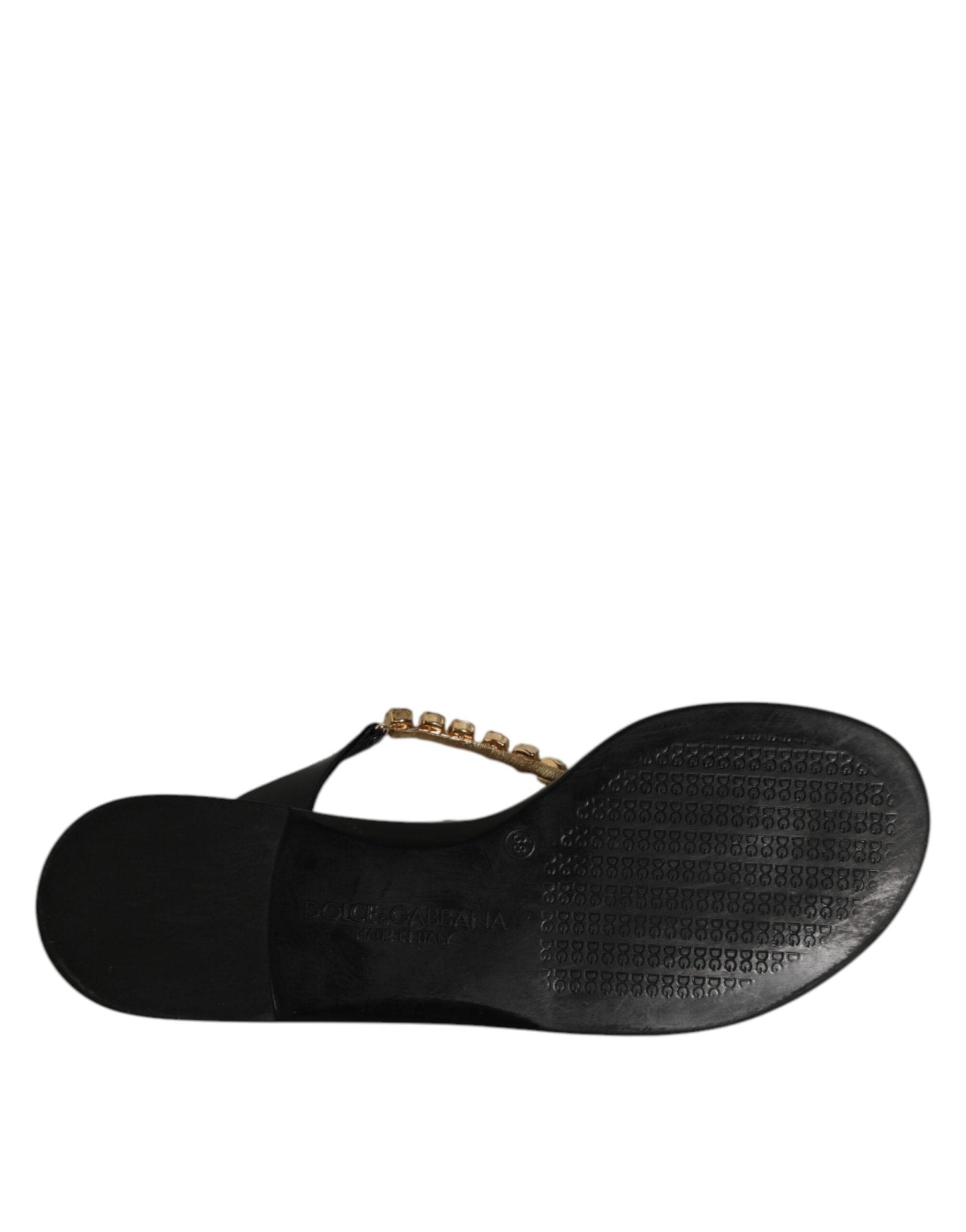 Dolce & Gabbana Black Crystals Flats Sandals Beachwear Shoes - RIMODA