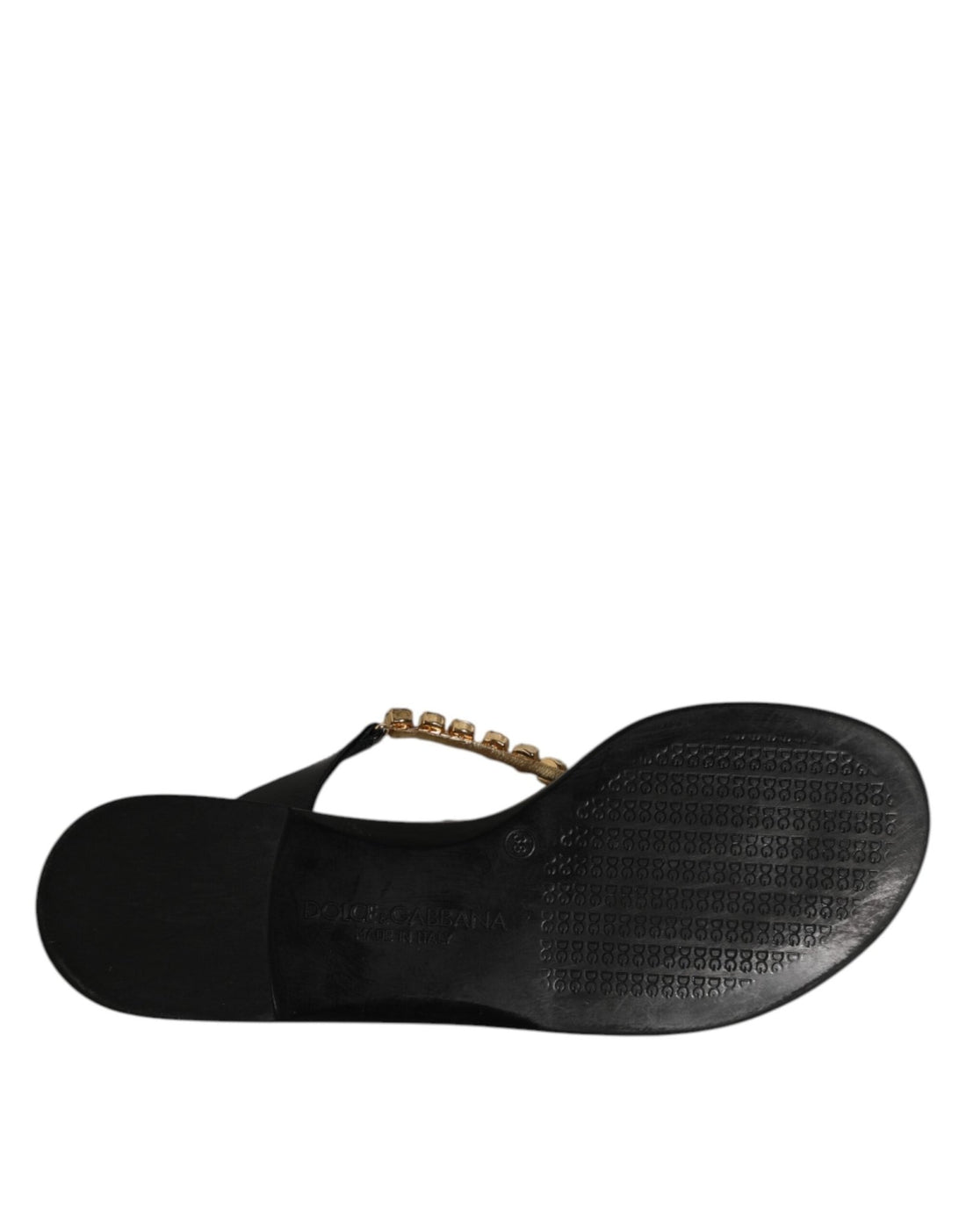 Dolce & Gabbana Black Crystals Flats Sandals Beachwear Shoes - RIMODA