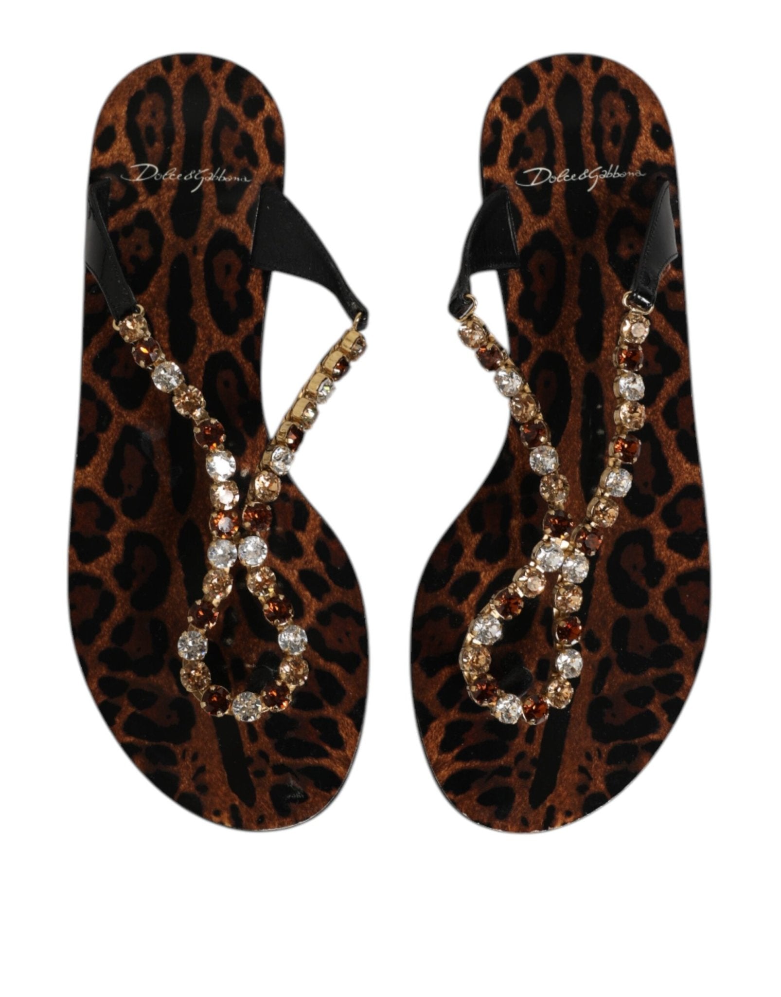 Dolce & Gabbana Black Crystals Flats Sandals Beachwear Shoes - RIMODA