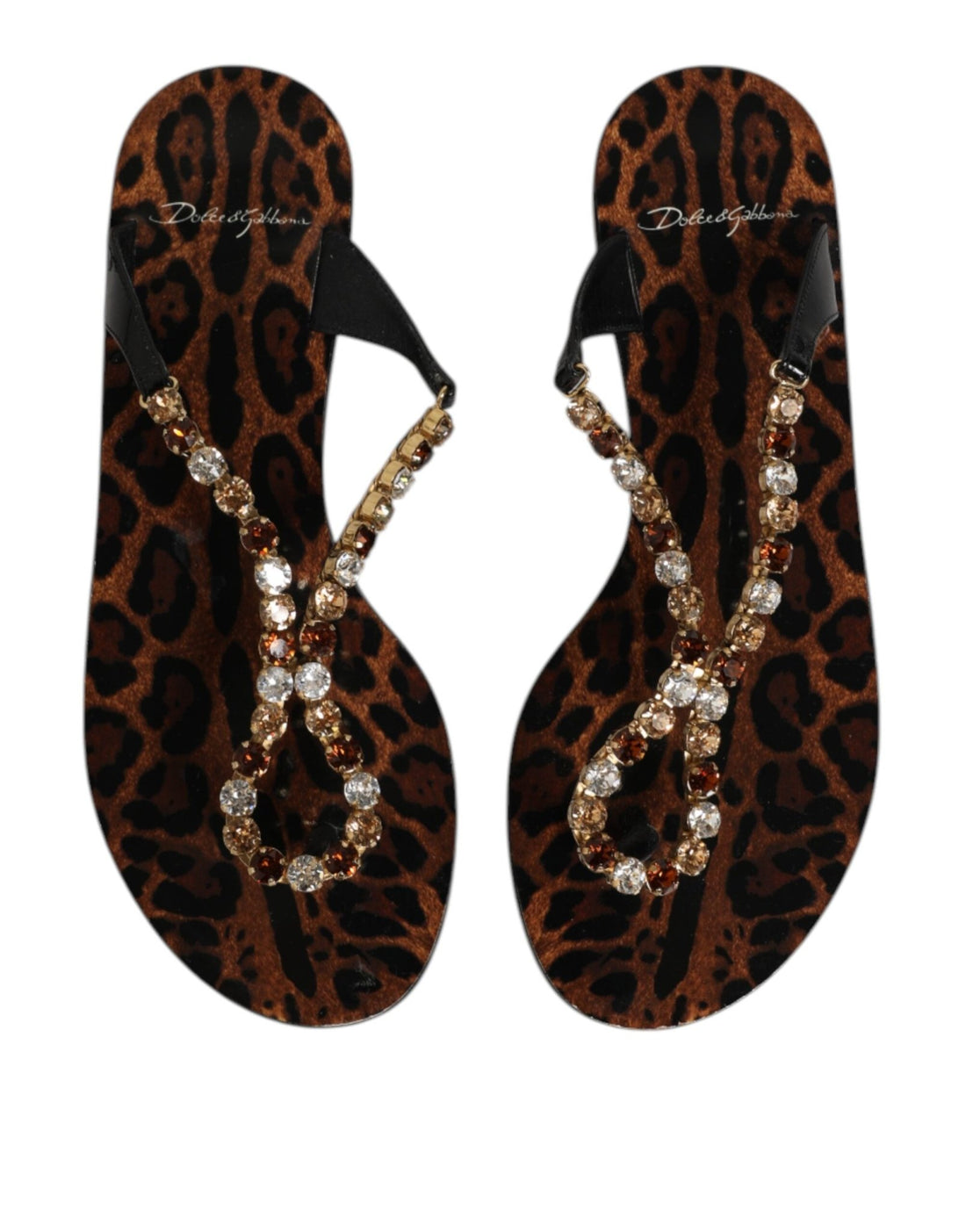 Dolce & Gabbana Black Crystals Flats Sandals Beachwear Shoes - RIMODA