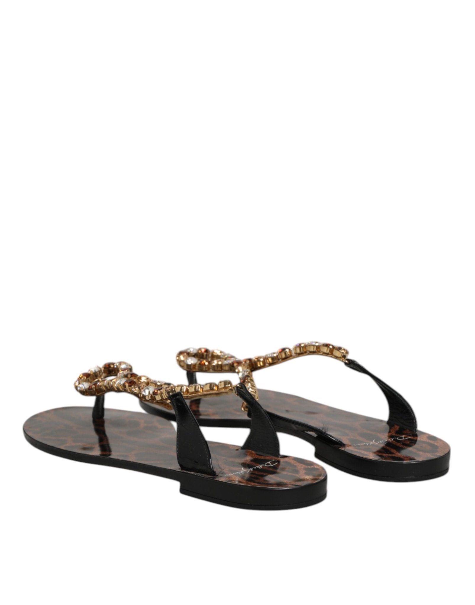 Dolce & Gabbana Black Crystals Flats Sandals Beachwear Shoes - RIMODA