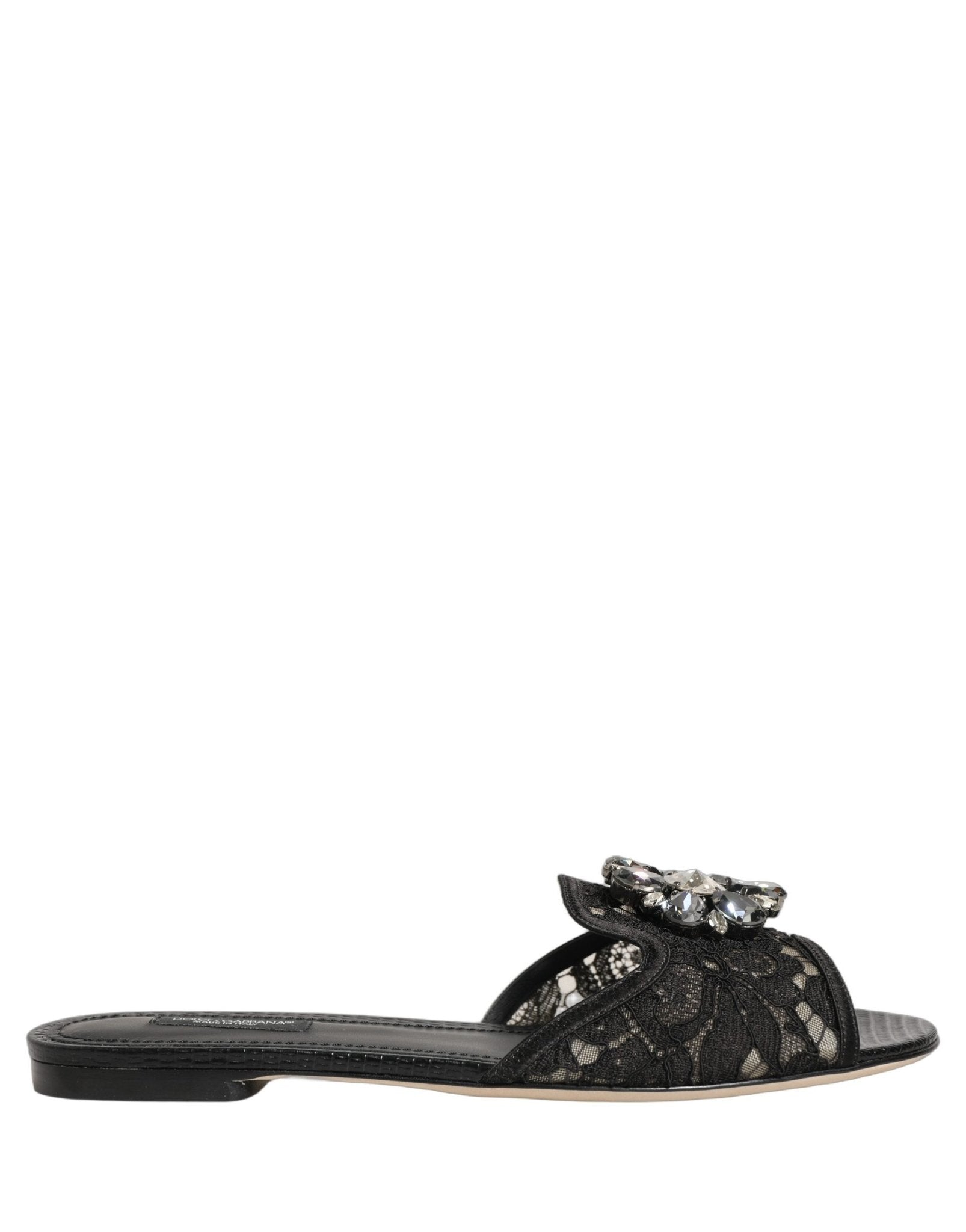 Dolce & Gabbana Black Devotion Lace Flats Slip On Shoes - RIMODA