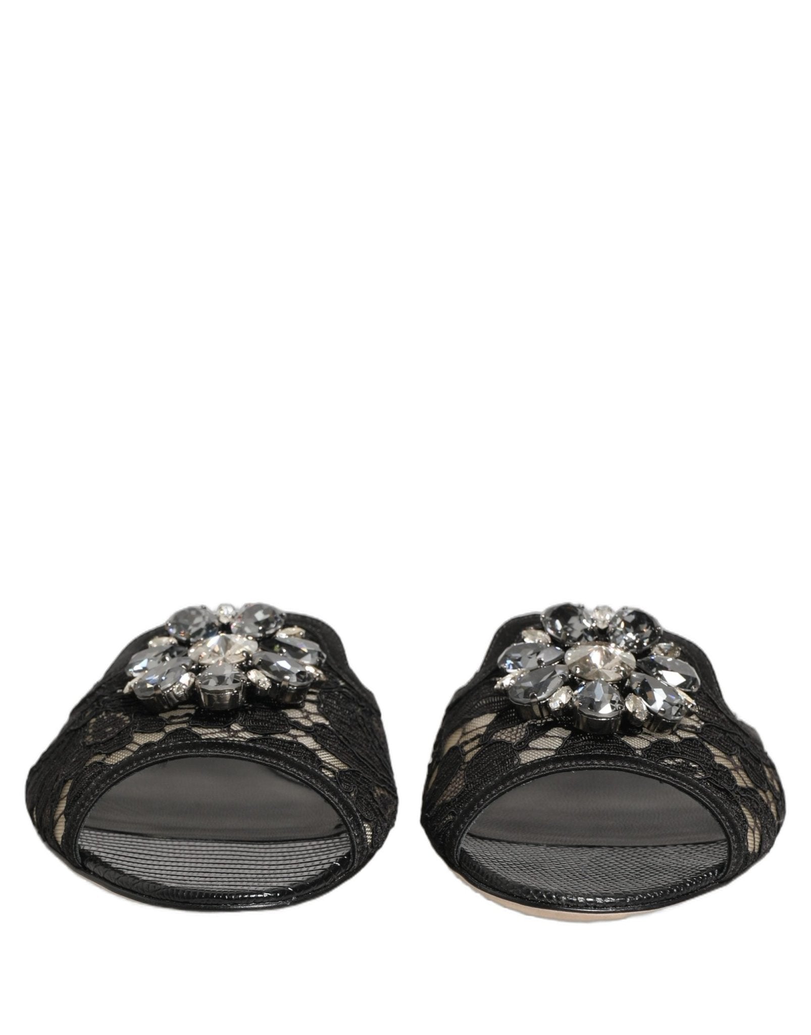 Dolce & Gabbana Black Devotion Lace Flats Slip On Shoes - RIMODA