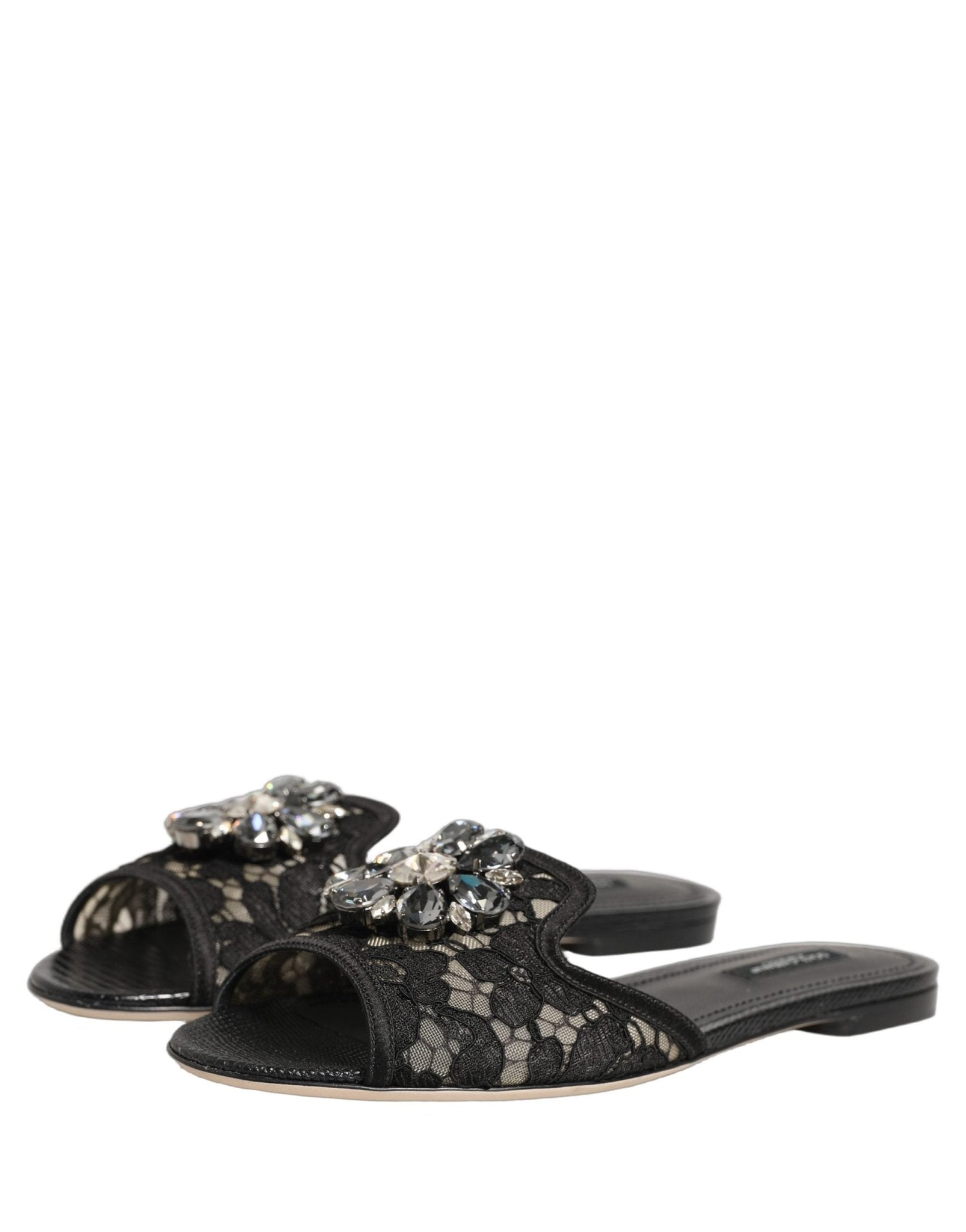 Dolce & Gabbana Black Devotion Lace Flats Slip On Shoes - RIMODA