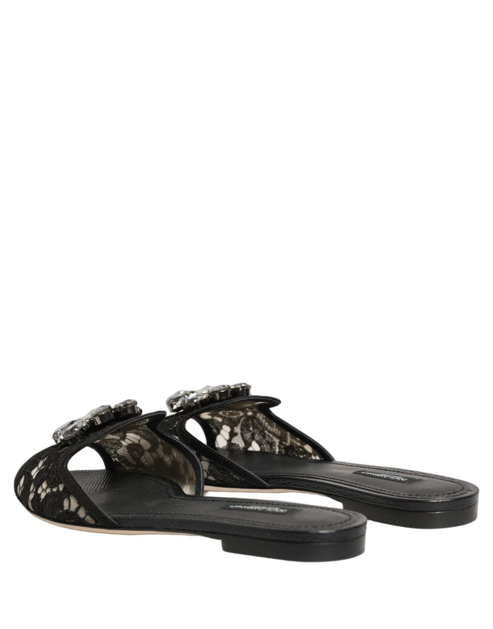 Dolce & Gabbana Black Devotion Lace Flats Slip On Shoes - RIMODA
