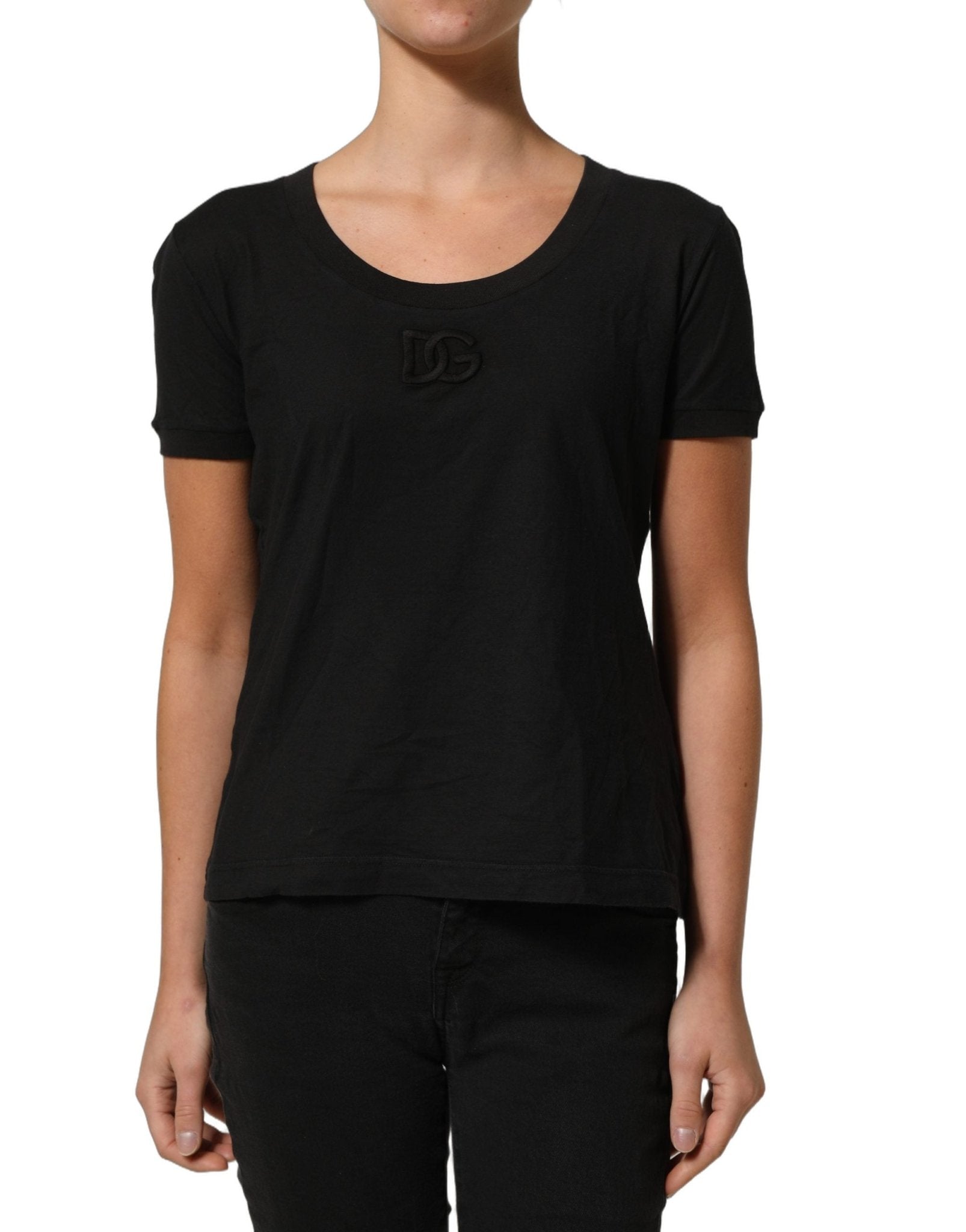 Dolce & Gabbana Black DG Logo Cotton Round Neck Tee T-shirt - RIMODA