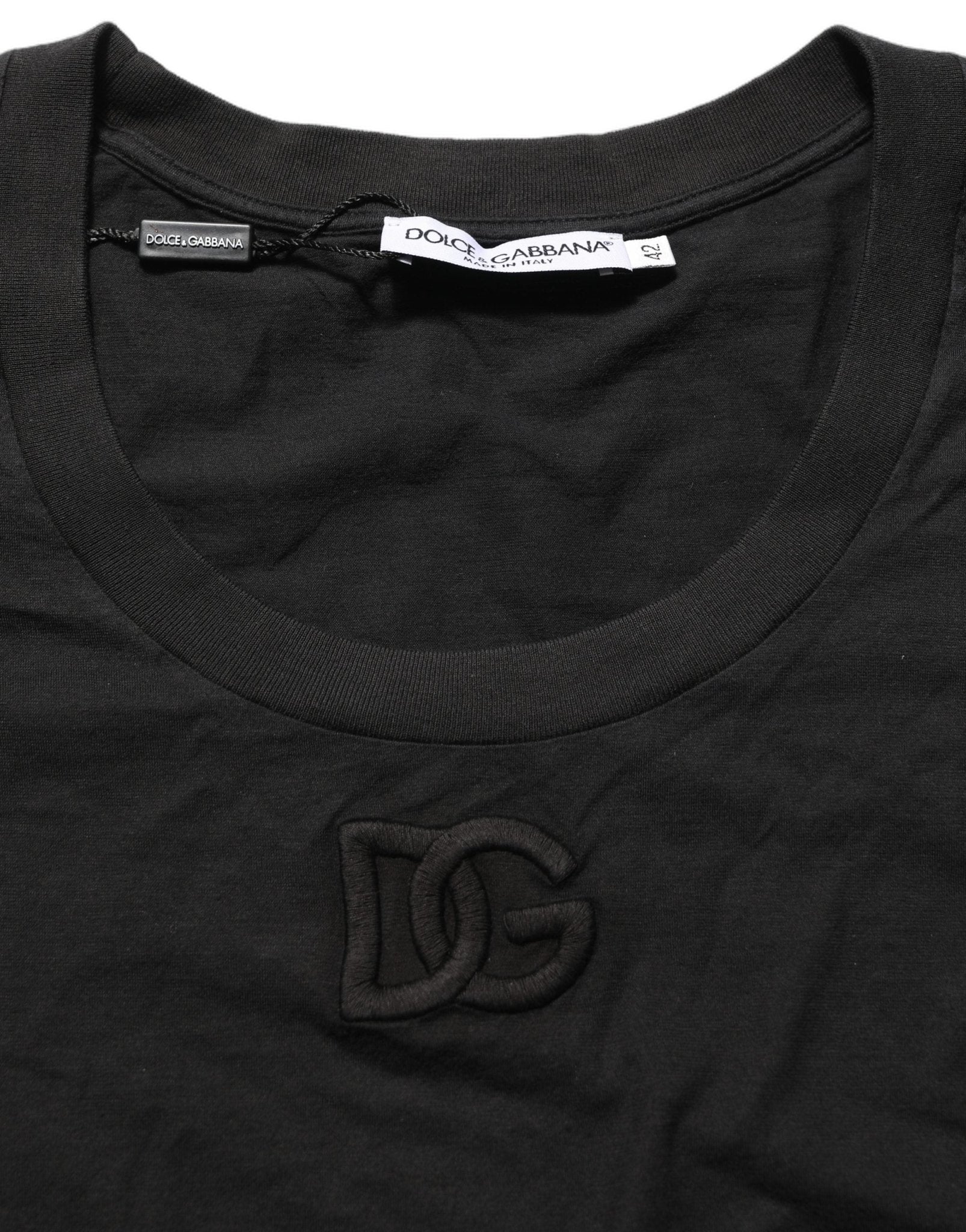 Dolce & Gabbana Black DG Logo Cotton Round Neck Tee T-shirt - RIMODA