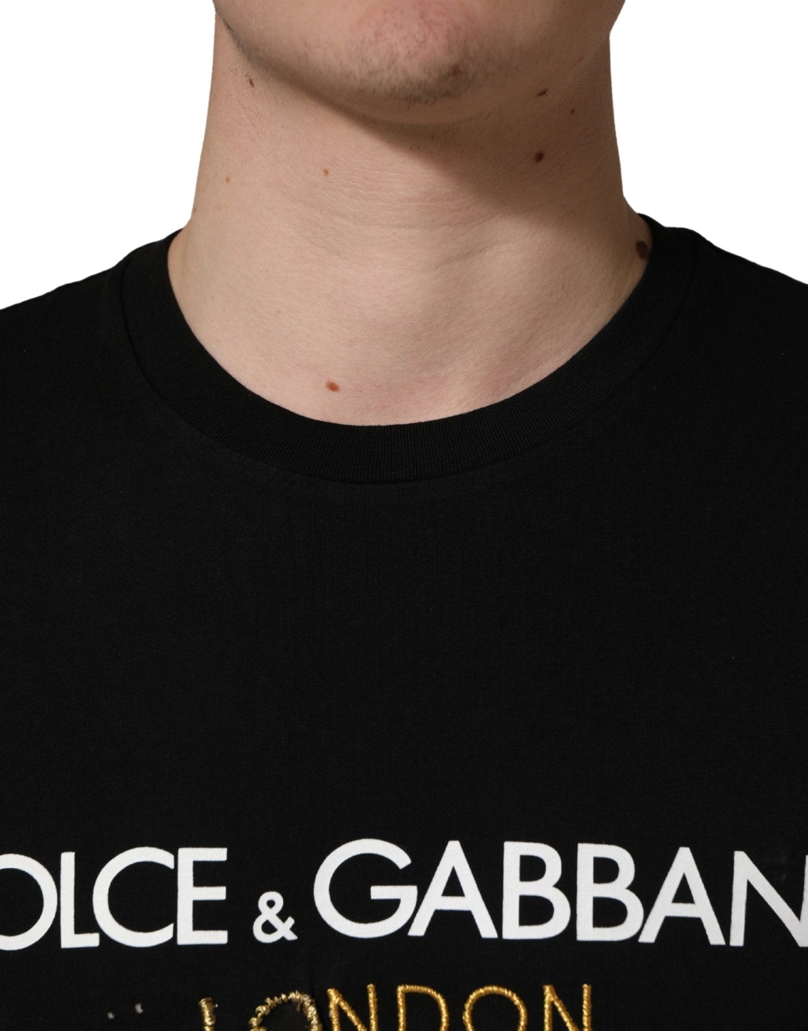 Dolce & Gabbana Black DG London Cotton Men Crew Neck T-shirt - RIMODA