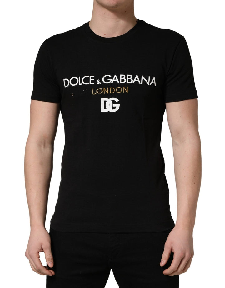 Dolce & Gabbana Black DG London Cotton Men Crew Neck T-shirt - RIMODA