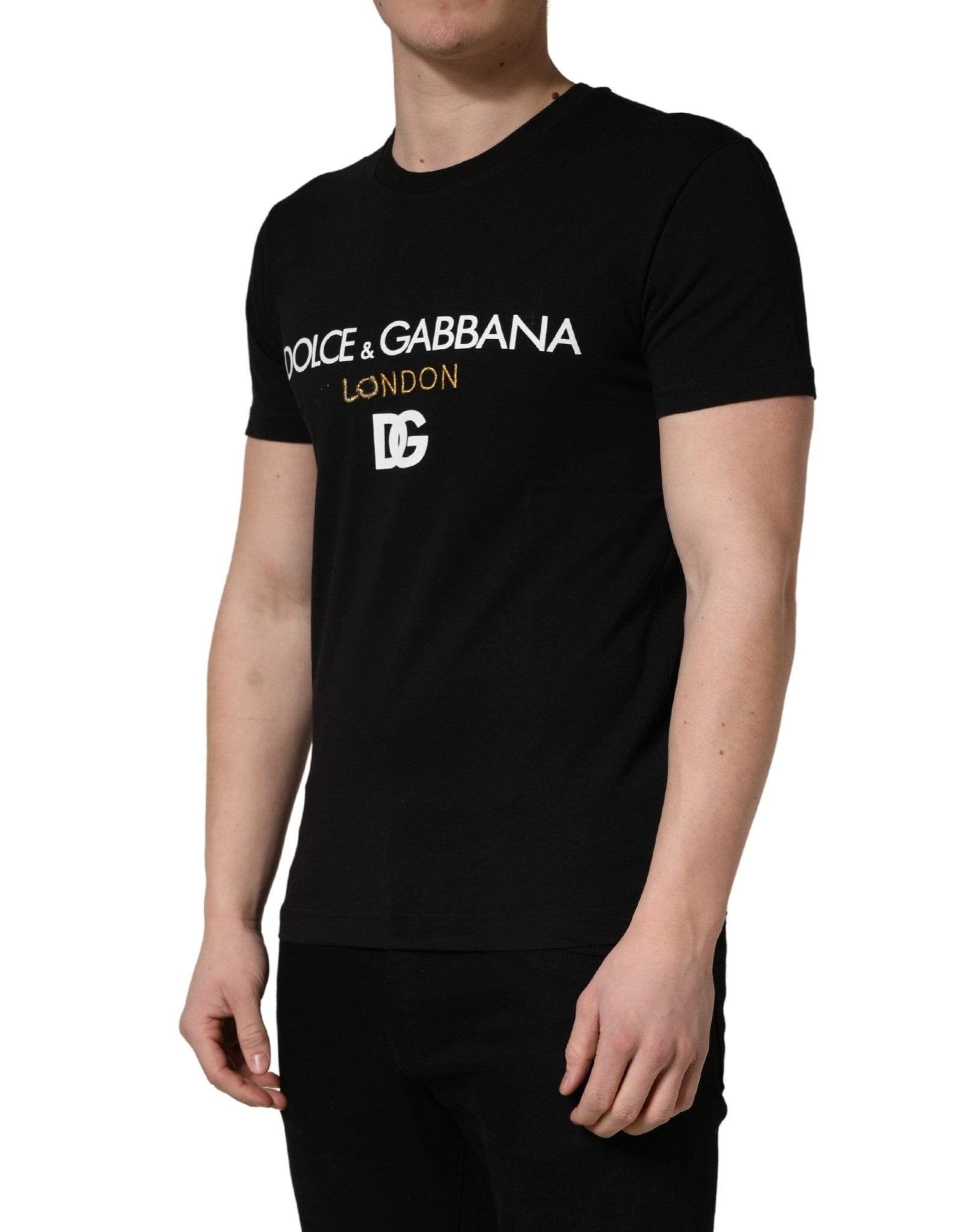 Dolce & Gabbana Black DG London Cotton Men Crew Neck T-shirt - RIMODA