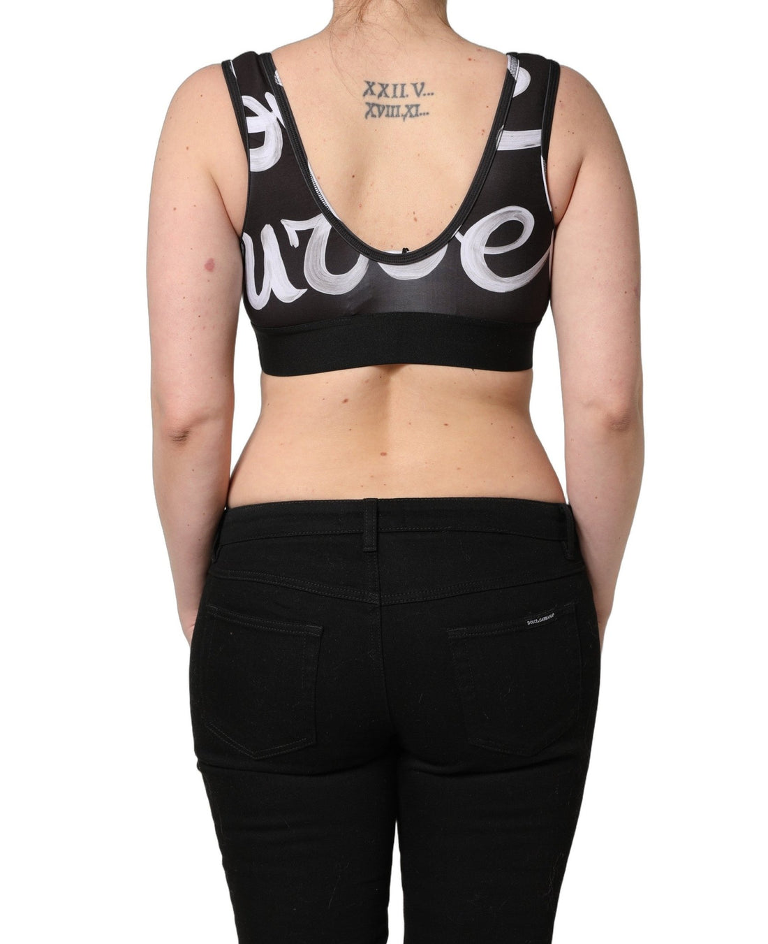 Dolce & Gabbana Black DG Love Yourself Sports Bra Cropped Top - RIMODA