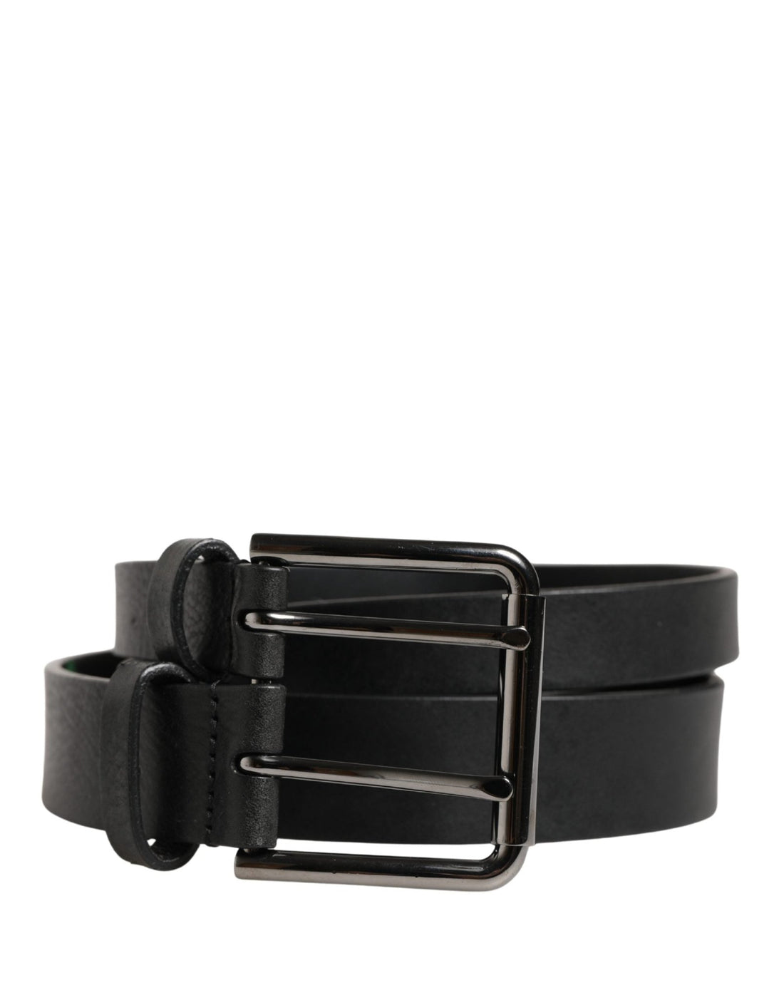 Dolce & Gabbana Black Double Strap Leather Silver Buckle Belt - RIMODA