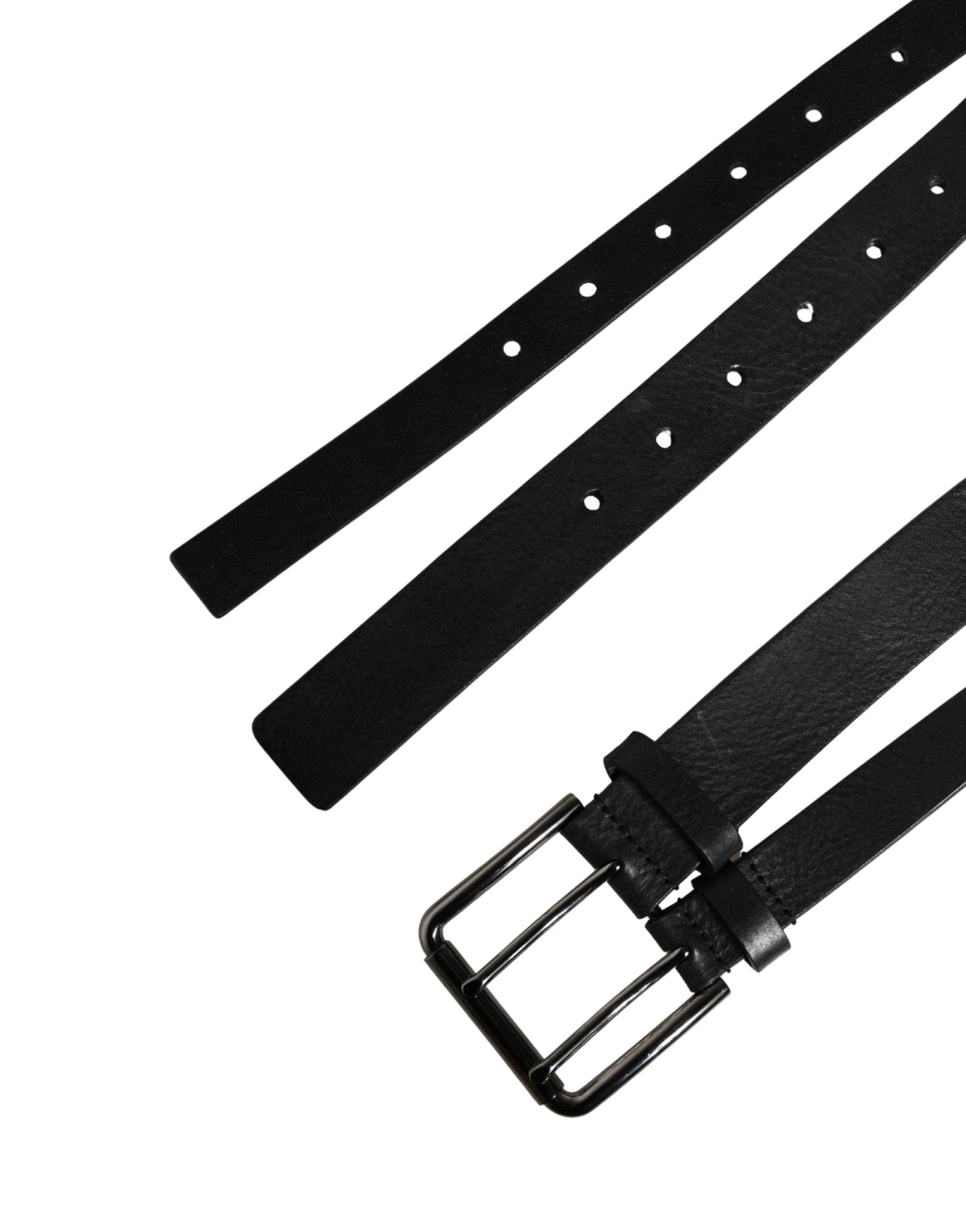 Dolce & Gabbana Black Double Strap Leather Silver Buckle Belt - RIMODA