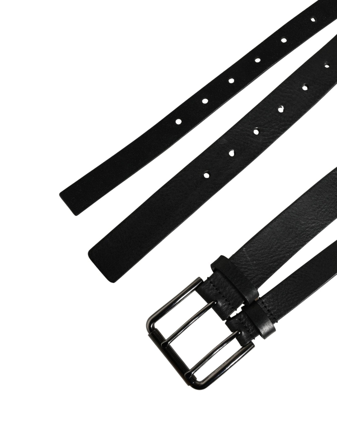 Dolce & Gabbana Black Double Strap Leather Silver Buckle Belt - RIMODA