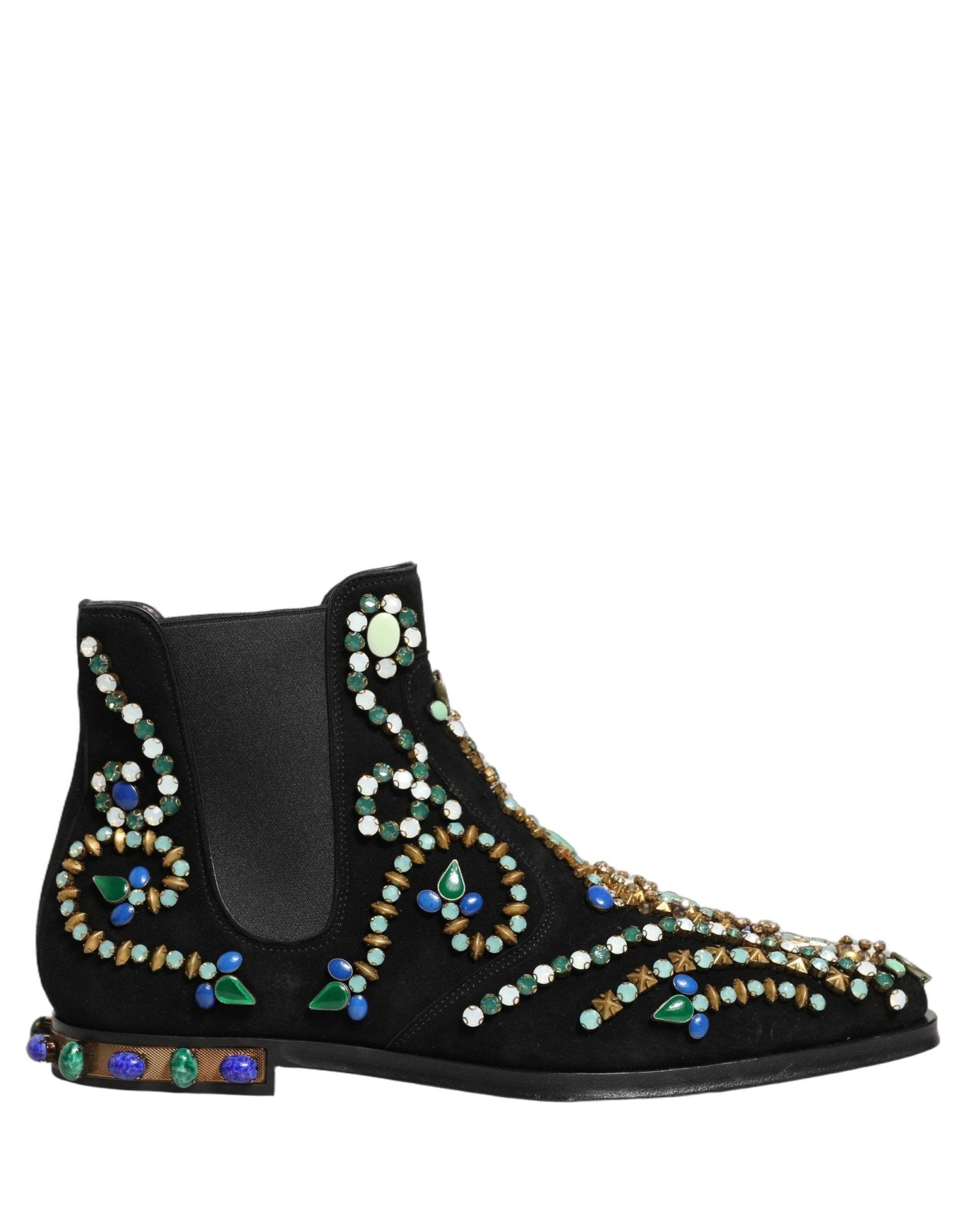 Dolce & Gabbana Black Embellished Chelsea Ankle Boots Shoes - RIMODA