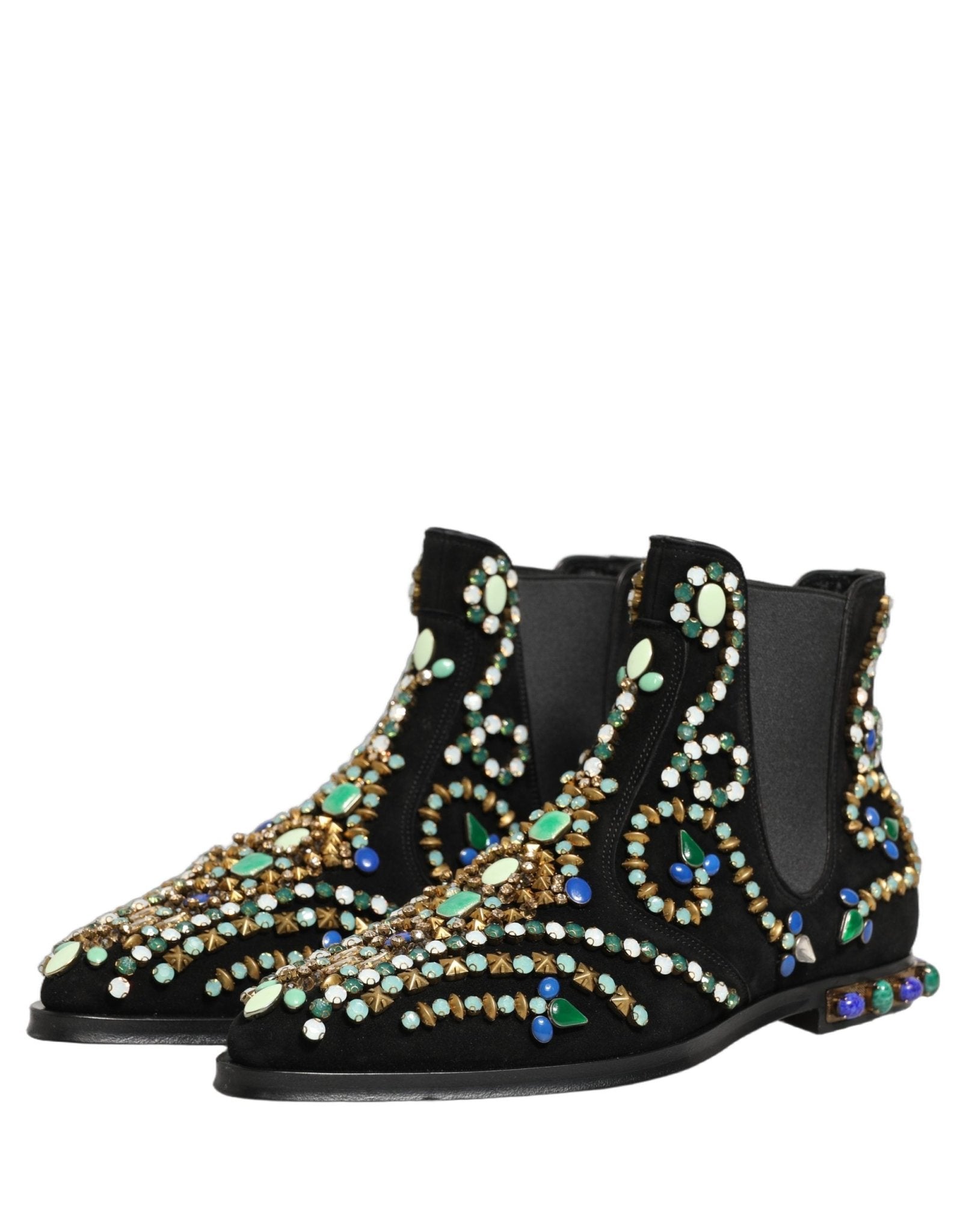 Dolce & Gabbana Black Embellished Chelsea Ankle Boots Shoes - RIMODA