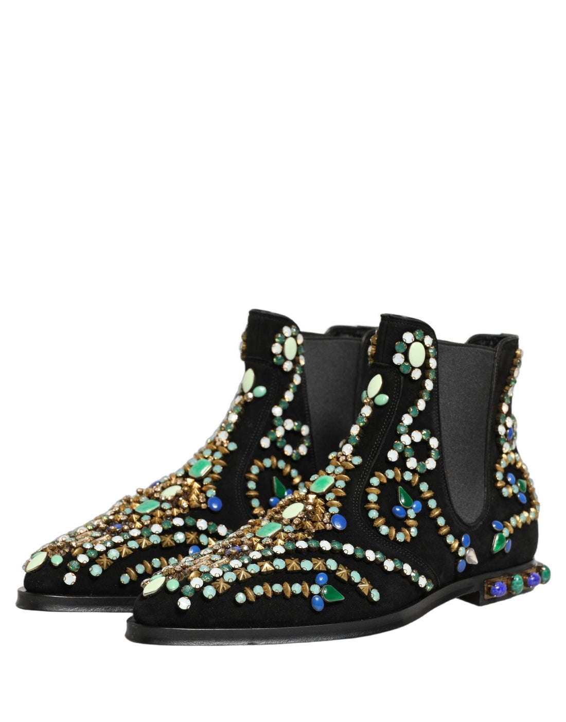 Dolce & Gabbana Black Embellished Chelsea Ankle Boots Shoes - RIMODA
