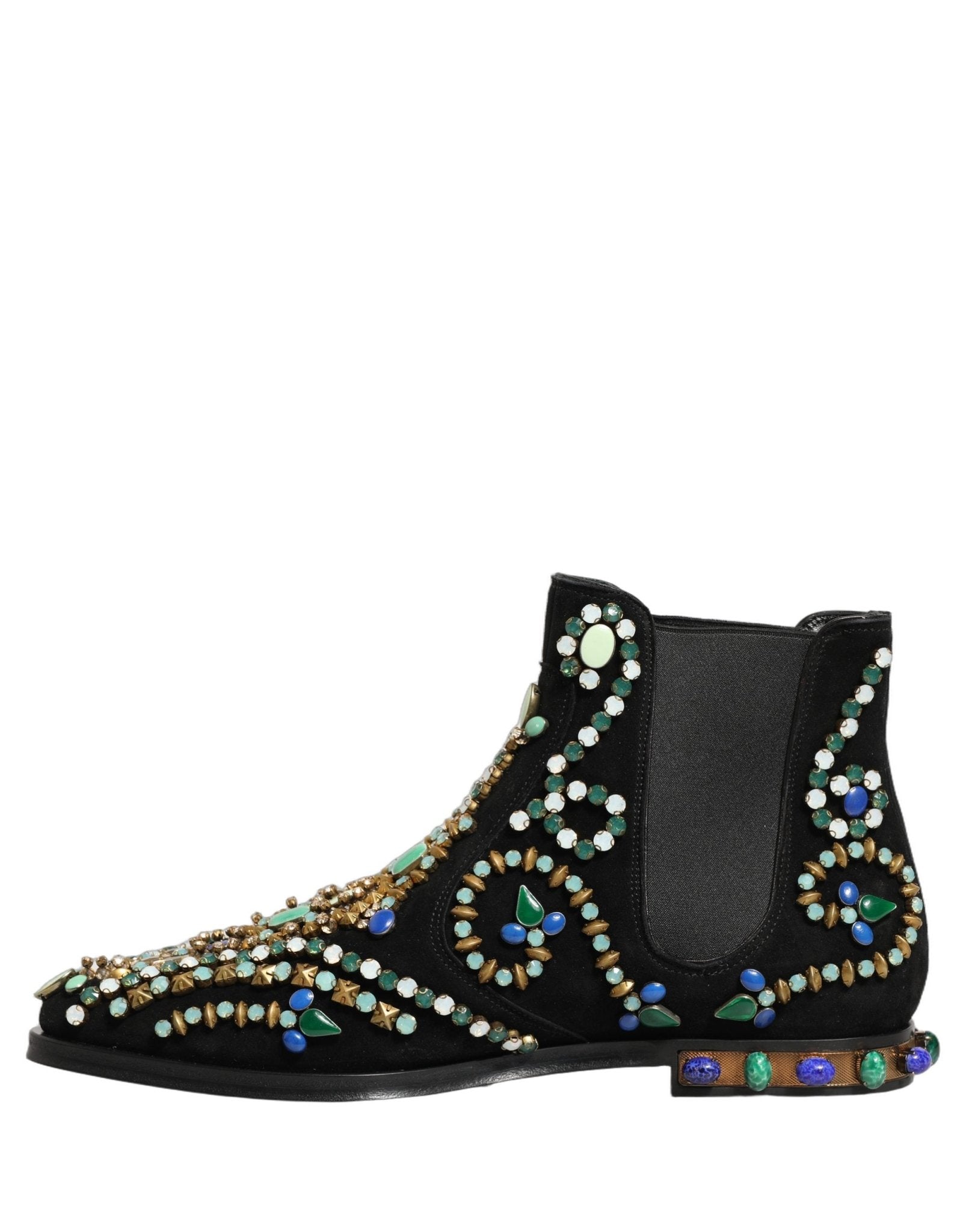 Dolce & Gabbana Black Embellished Chelsea Ankle Boots Shoes - RIMODA