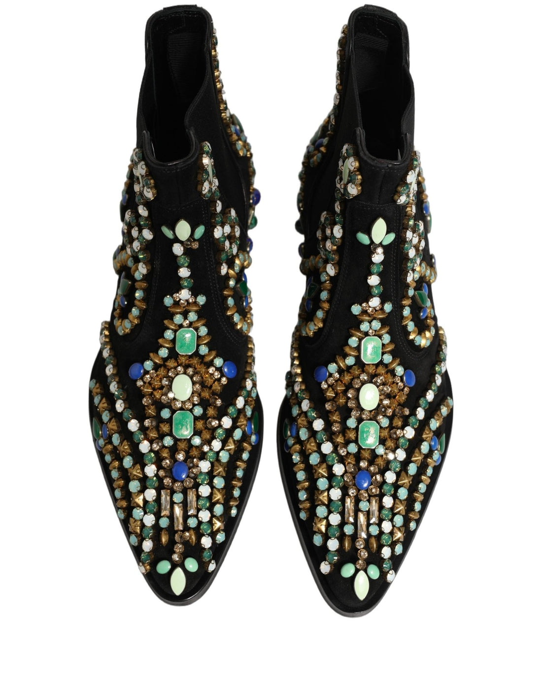 Dolce & Gabbana Black Embellished Chelsea Ankle Boots Shoes - RIMODA