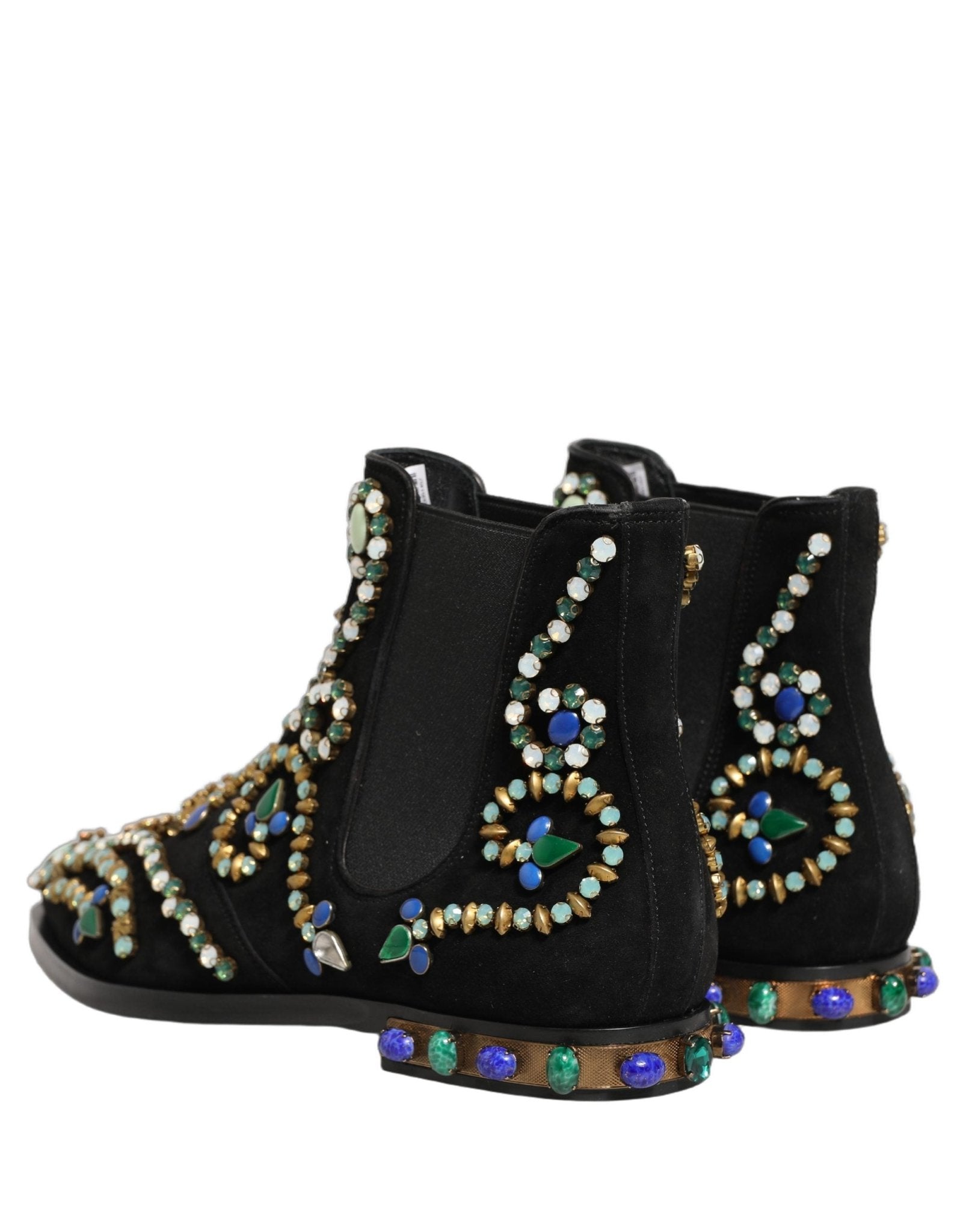 Dolce & Gabbana Black Embellished Chelsea Ankle Boots Shoes - RIMODA