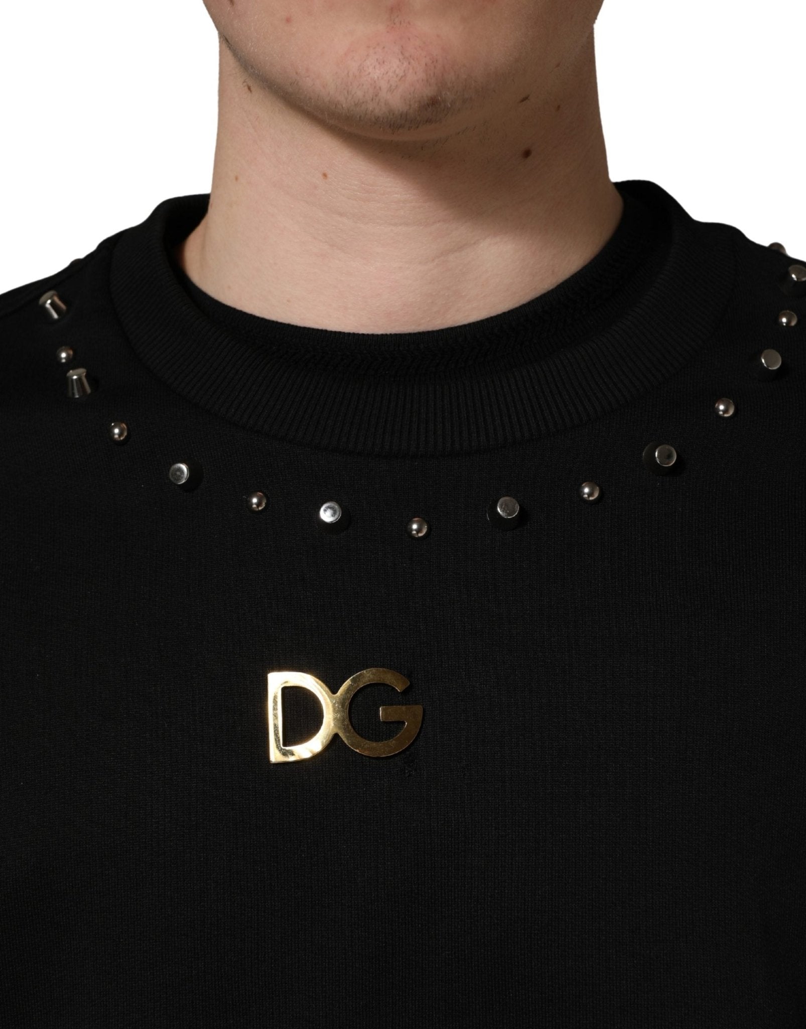 Dolce & Gabbana Black Embellished Cotton Sweatshirt Sweater - RIMODA