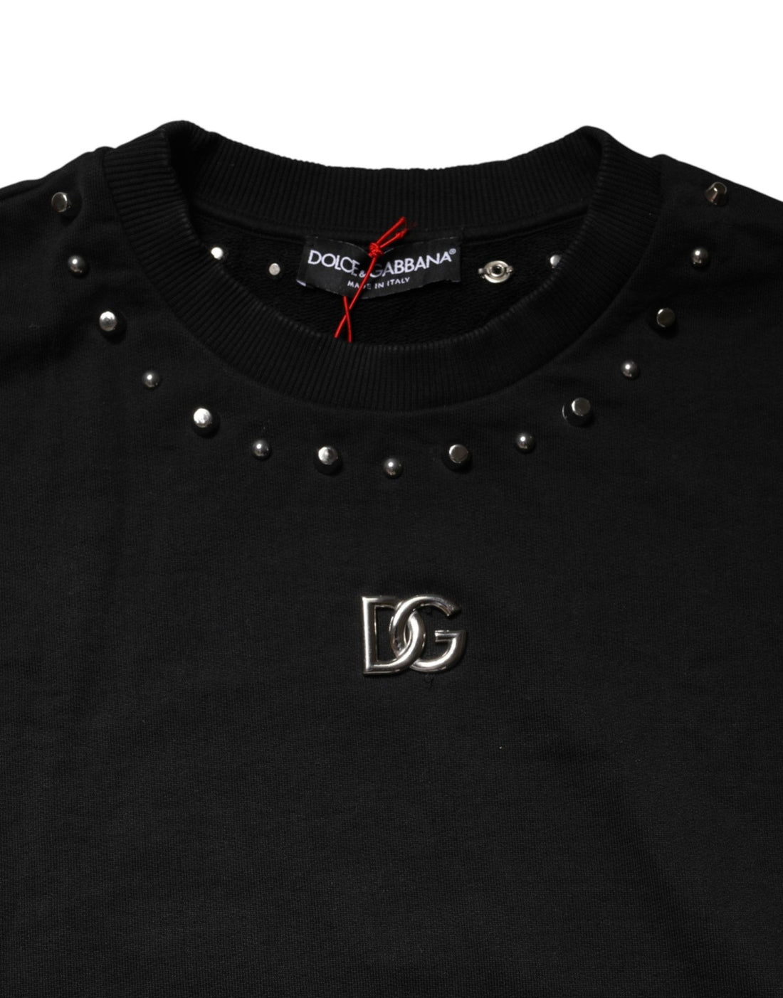 Dolce & Gabbana Black Embellished Cotton Sweatshirt Sweater - RIMODA