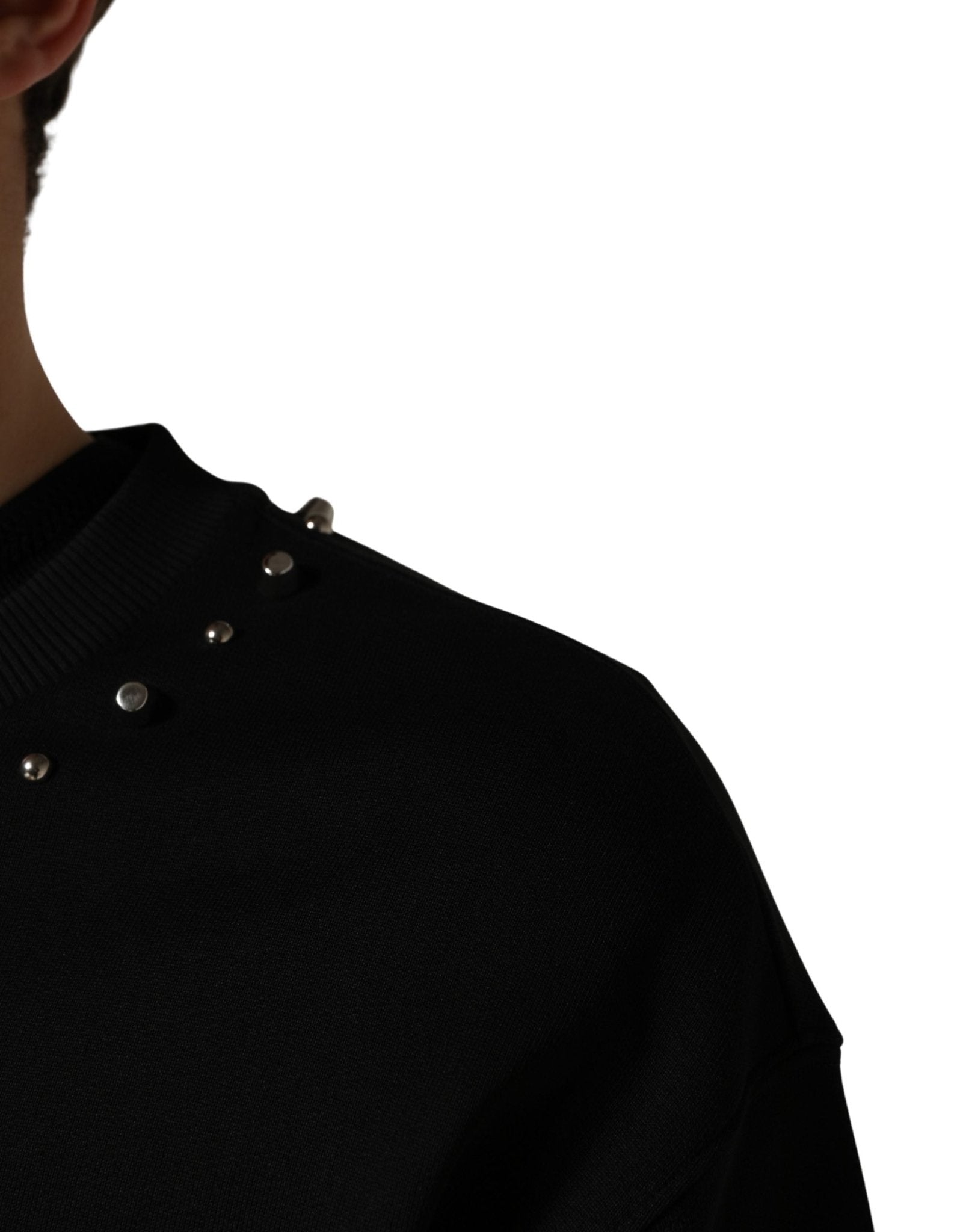 Dolce & Gabbana Black Embellished Cotton Sweatshirt Sweater - RIMODA