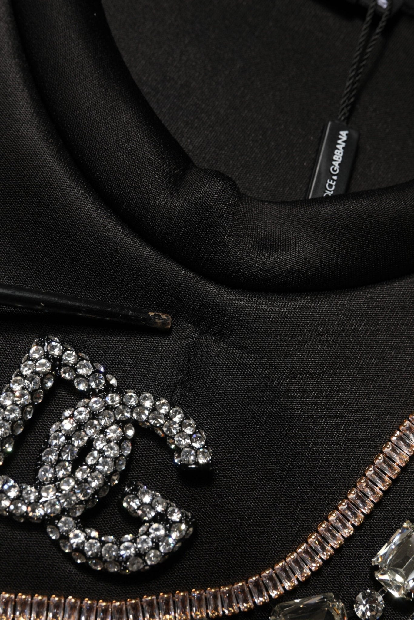 Dolce & Gabbana Black Embellished Logo Crystal Sweatshirt Top - RIMODA