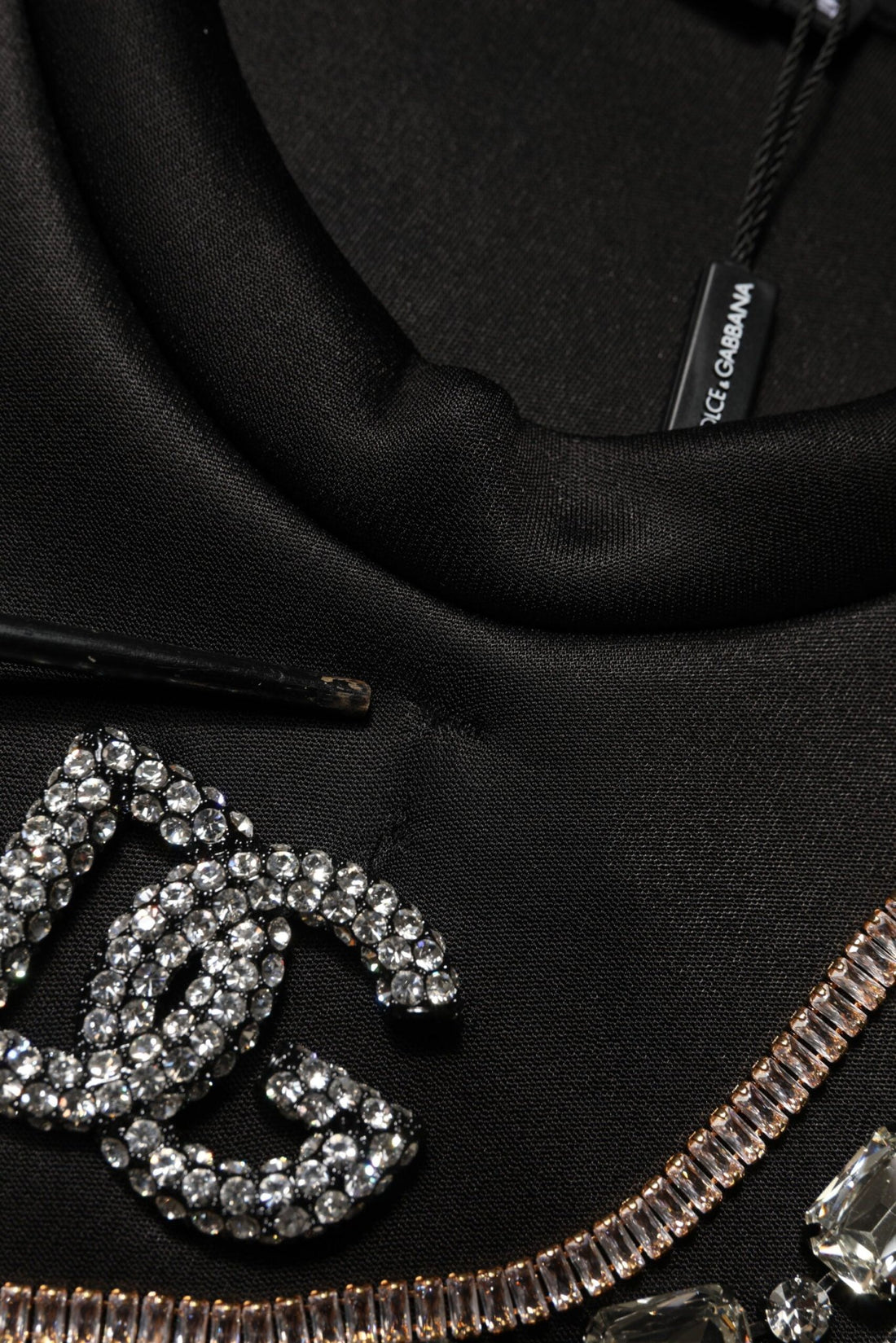 Dolce & Gabbana Black Embellished Logo Crystal Sweatshirt Top - RIMODA