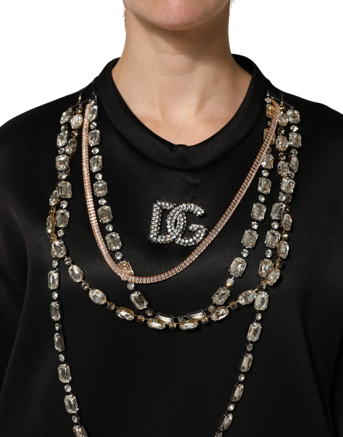 Dolce & Gabbana Black Embellished Logo Crystal Sweatshirt Top - RIMODA