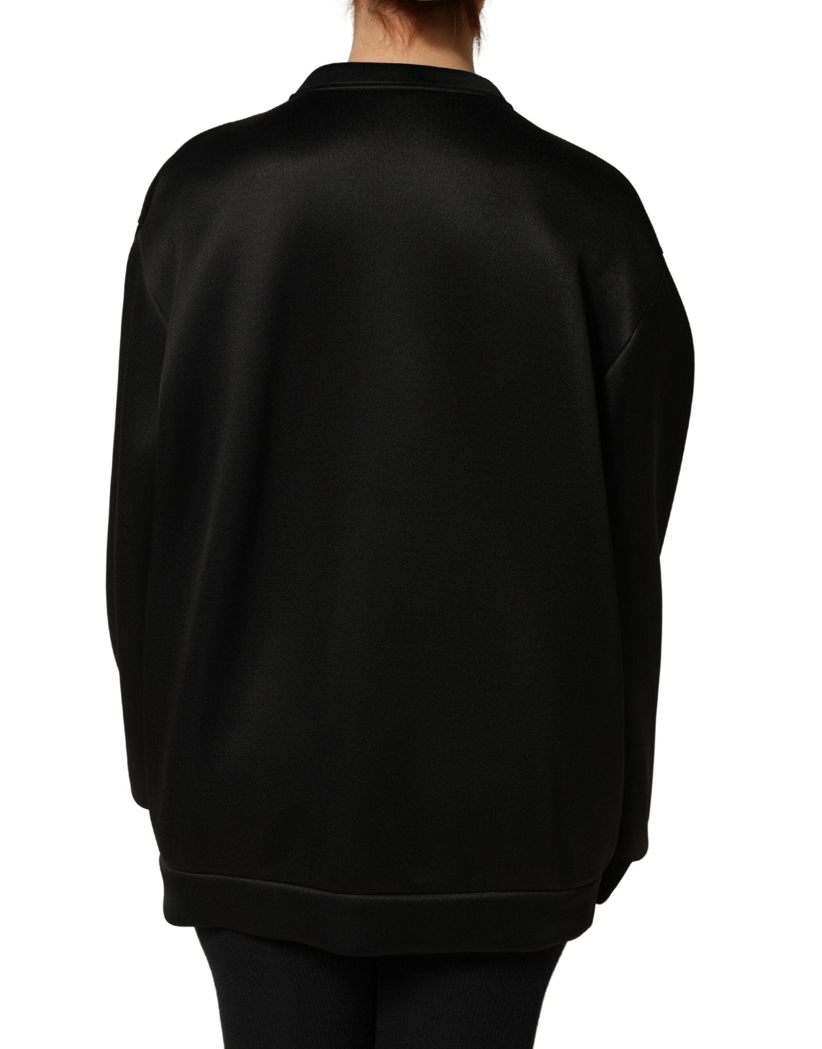 Dolce & Gabbana Black Embellished Logo Crystal Sweatshirt Top - RIMODA