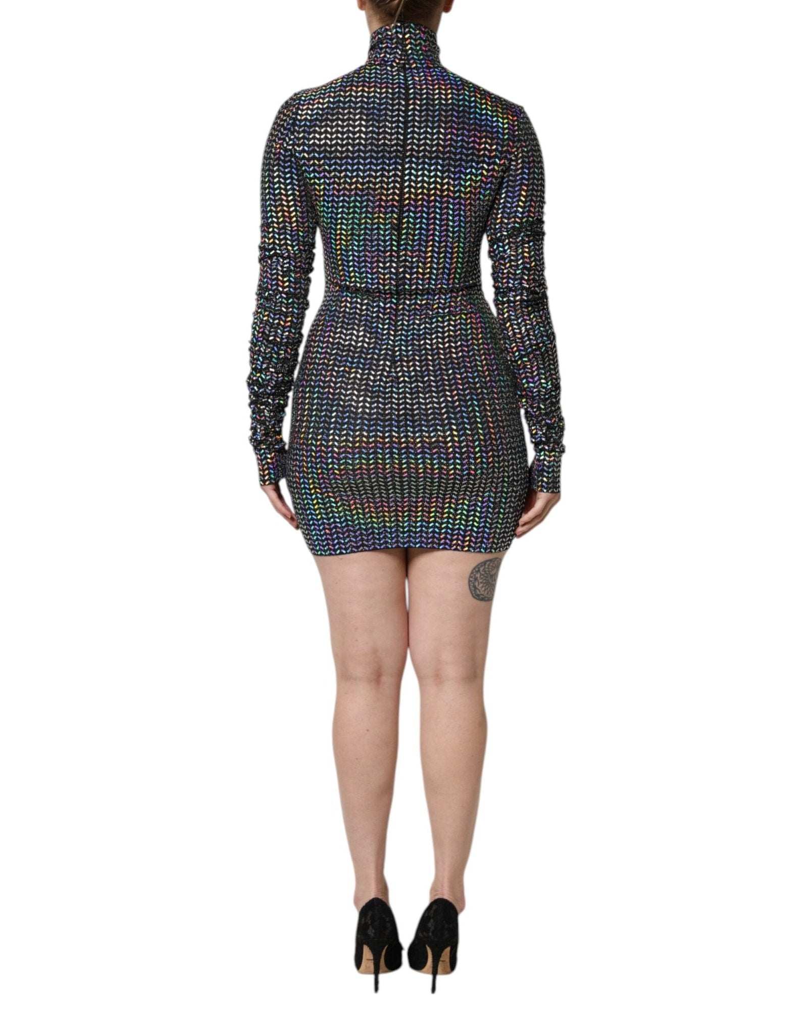 Dolce & Gabbana Black Embellished Nylon Bodycon Mini Dress - RIMODA
