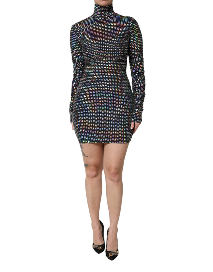Dolce & Gabbana Black Embellished Nylon Bodycon Mini Dress - RIMODA